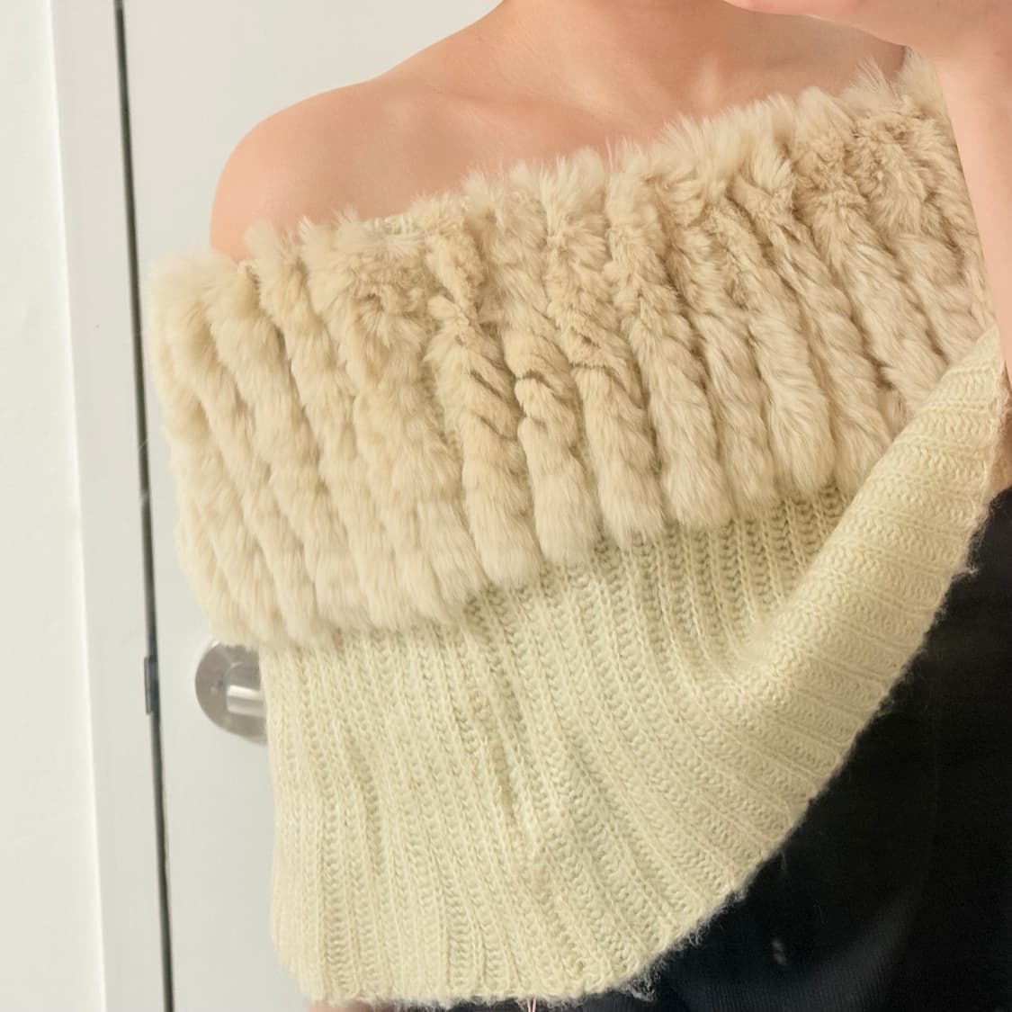 오네갸루 빈티지 퍼 케이프 (베이지) 상품이미지2