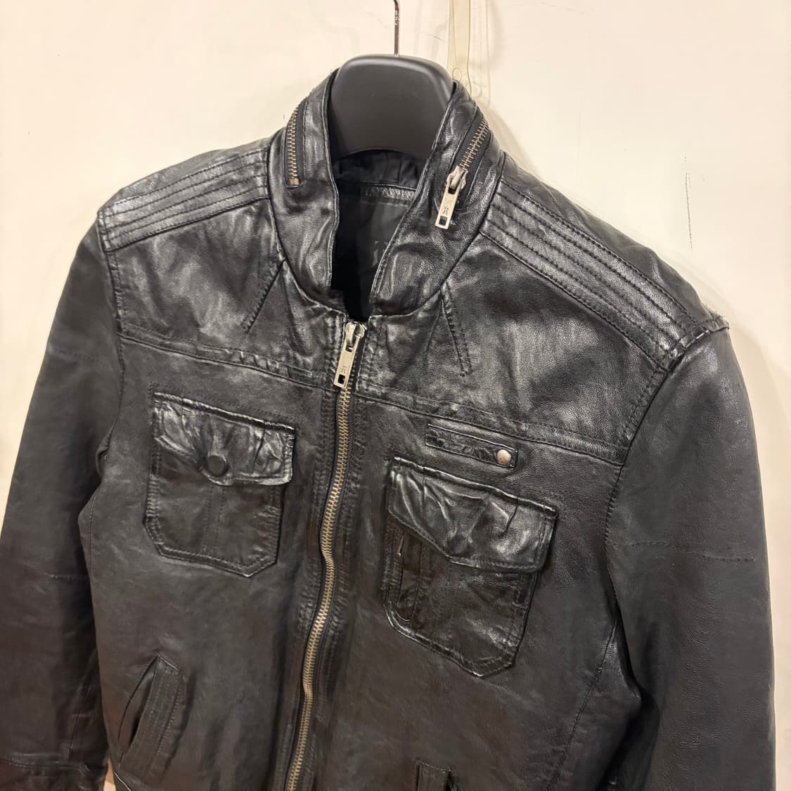 램스킨 레더 바이커자켓 상품이미지2