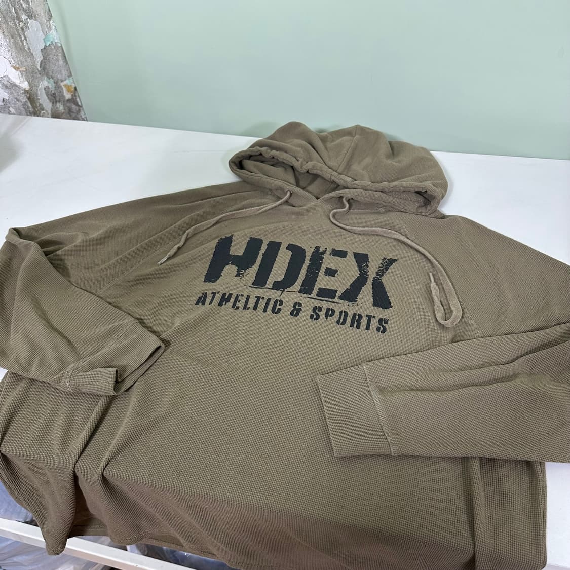 XL 에이치덱스 HDEX 카키 크랙로고 얇은코튼 트레이닝후드 상품이미지2