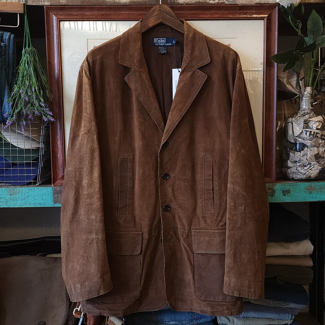 90s 폴로 랄프로렌 가죽자켓 왁스드 카우하이드 헤비 레더 헌팅자켓 L 상품이미지1
