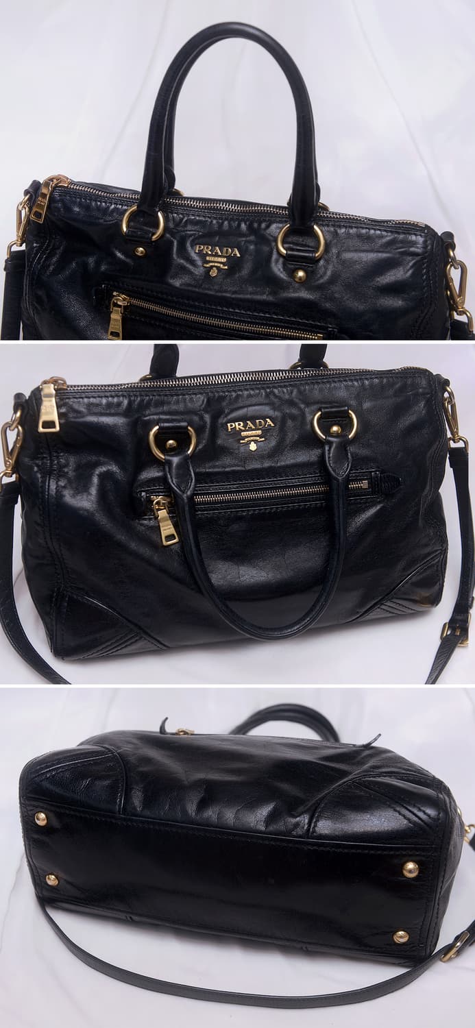 프라다 (PRADA) 비텔로 샤인 금장 블랙 2웨이 토트.숄더백 상품이미지5