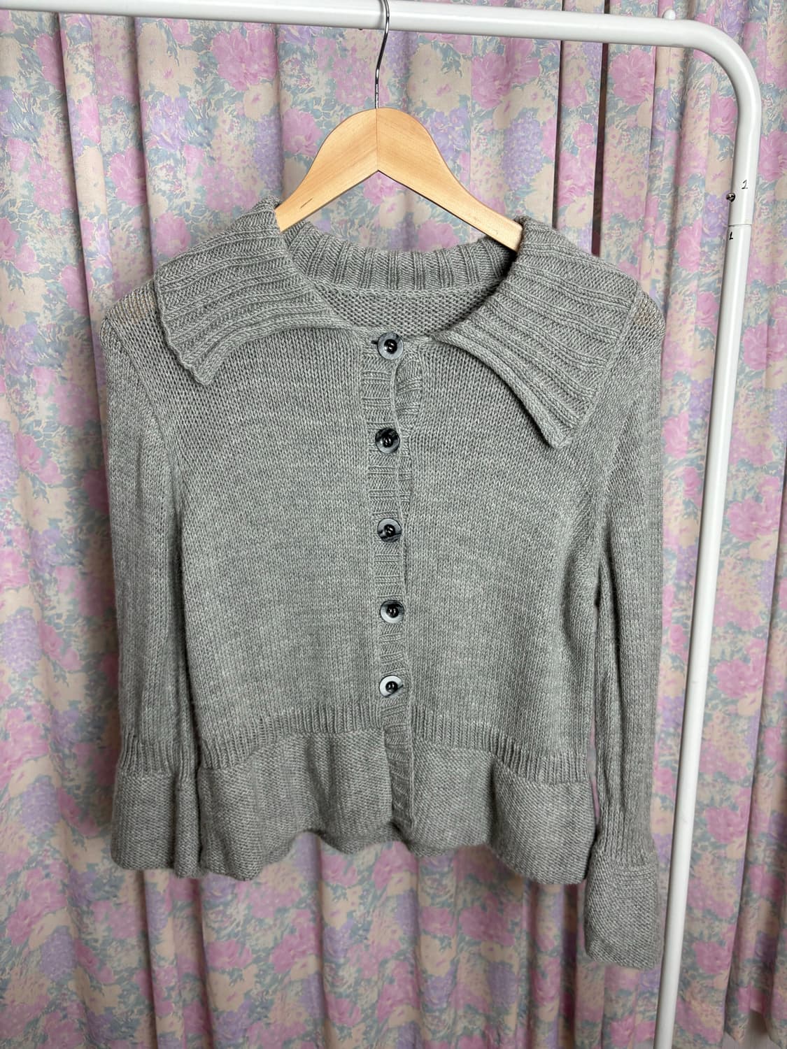 그레이 카라 니트 가디건 상품이미지6