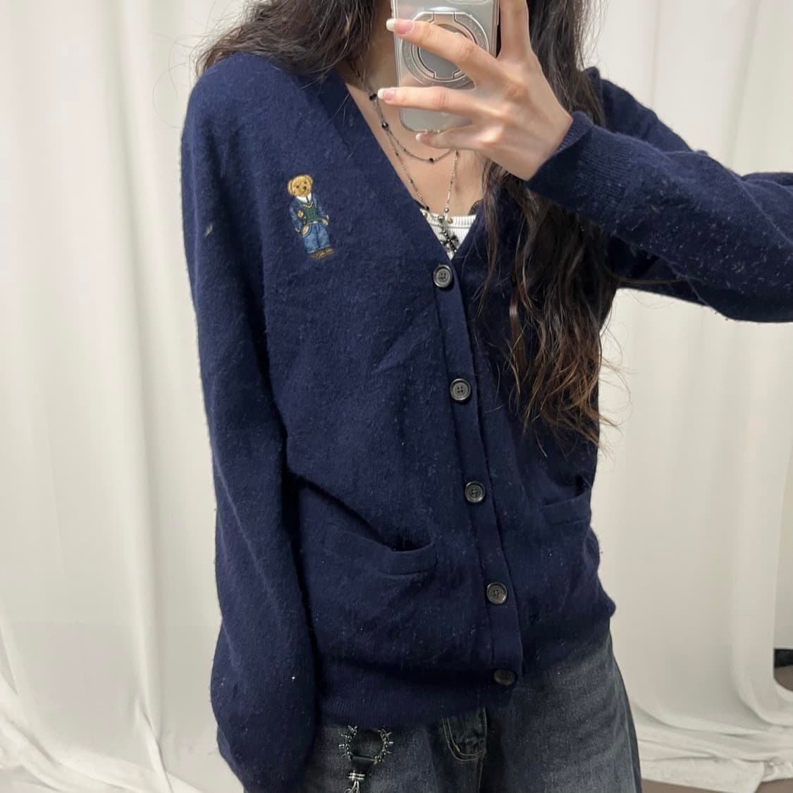 Polo Bear navy wool cardigan 상품이미지3