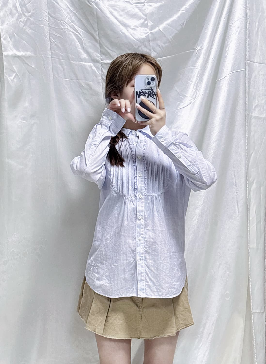 버버리 기마로고 프릴 드레스 셔츠  상품이미지1