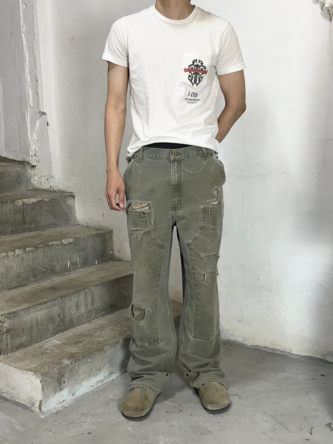 OG 칼하트 B136 더블니 팬츠 칼하트 MOS 모스그린 상품이미지2