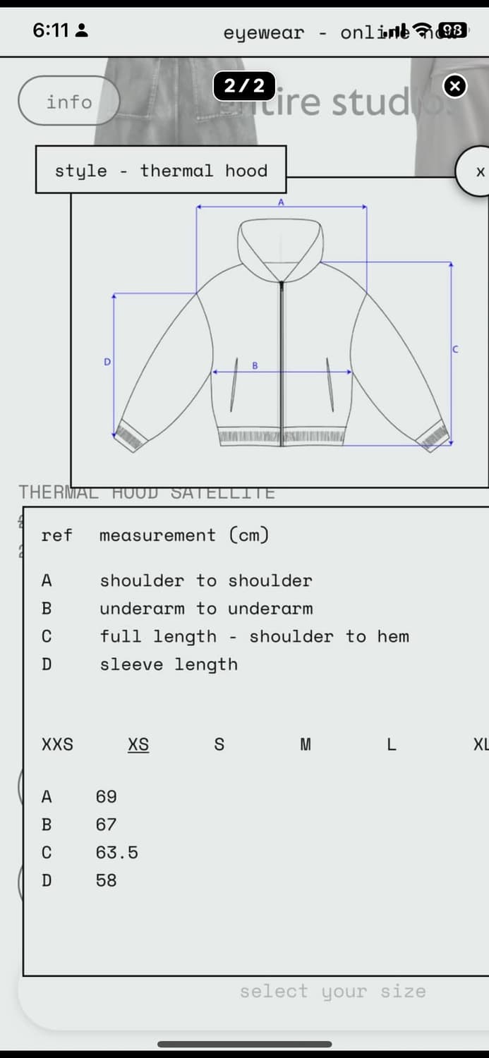 엔타이어 스튜디오 써멀 후드집업 SATELLITE xs사이즈 상품이미지2