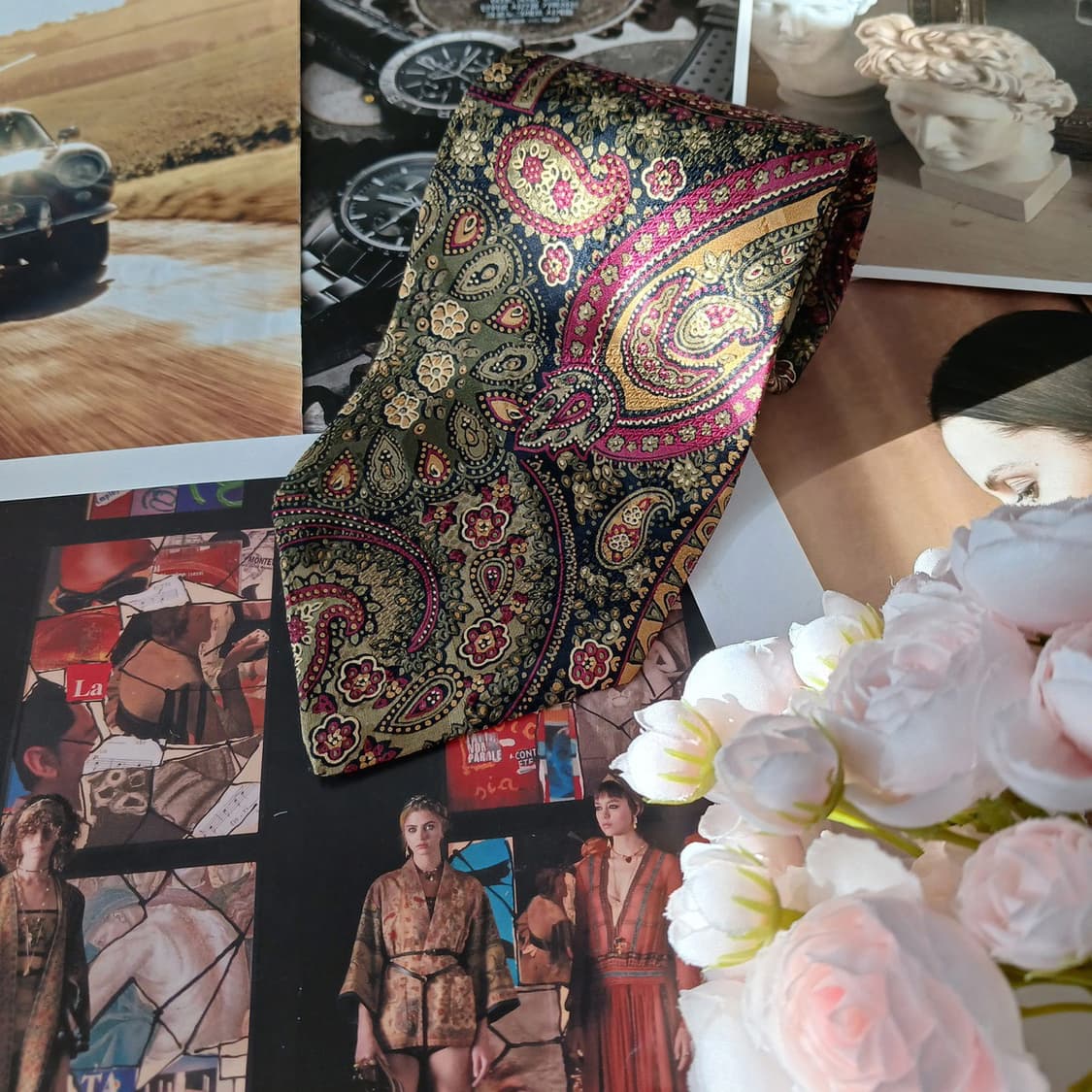 산 조르지오 실크 그린 페이즐리 넥타이 9.9cm A+등급 A18437
 상품이미지4