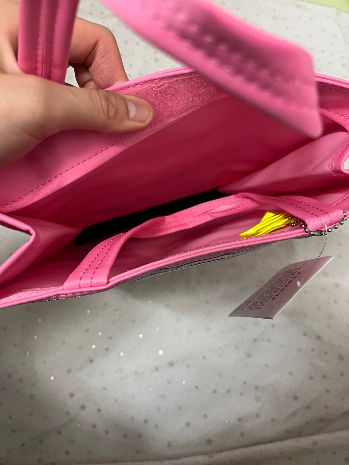 하무하무 핫핑크 고전문구 손가방 + 핫핑크 별 ⭐️ 상품이미지3