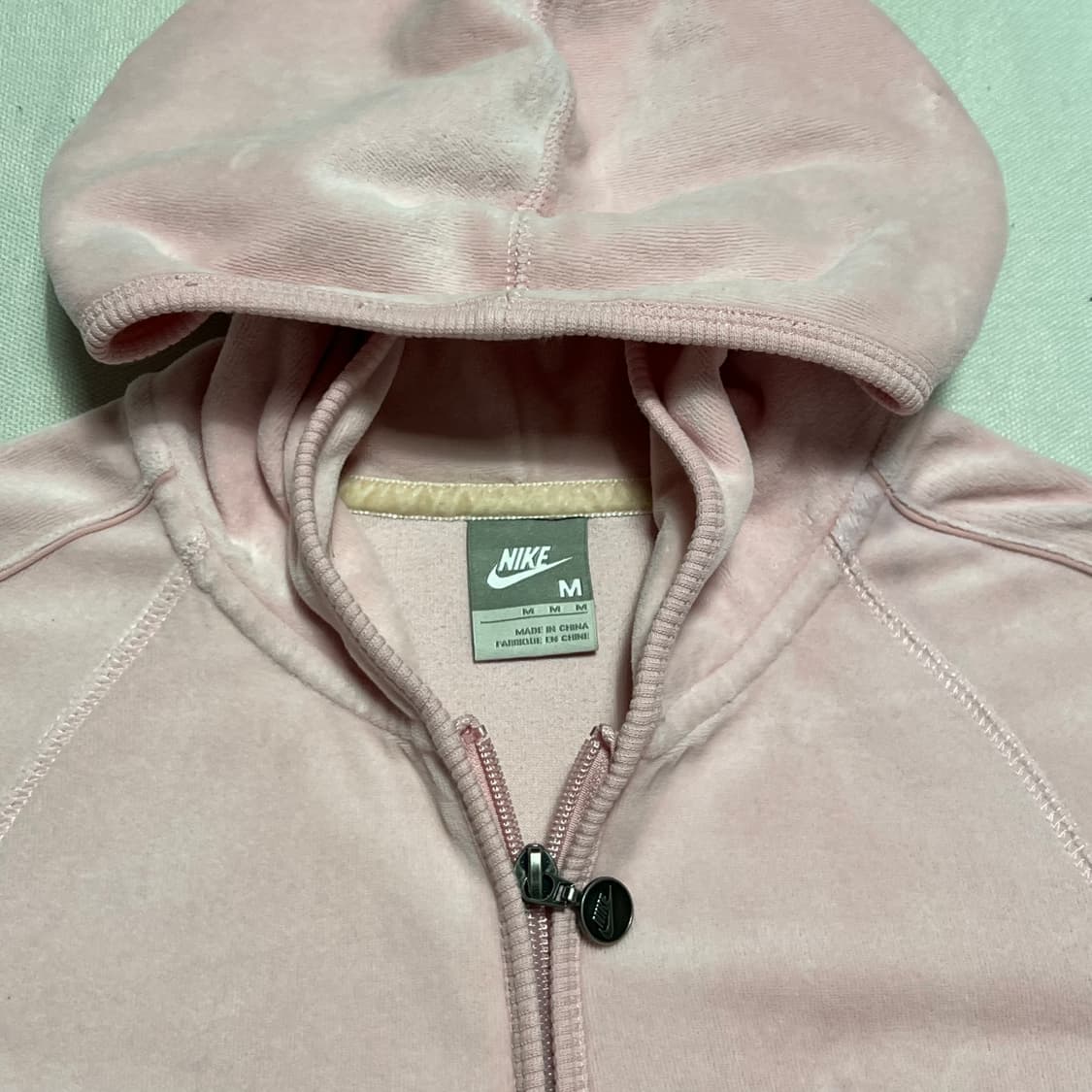M 나이키 여성용 연핑크 벨벳 후드집업 상품이미지4