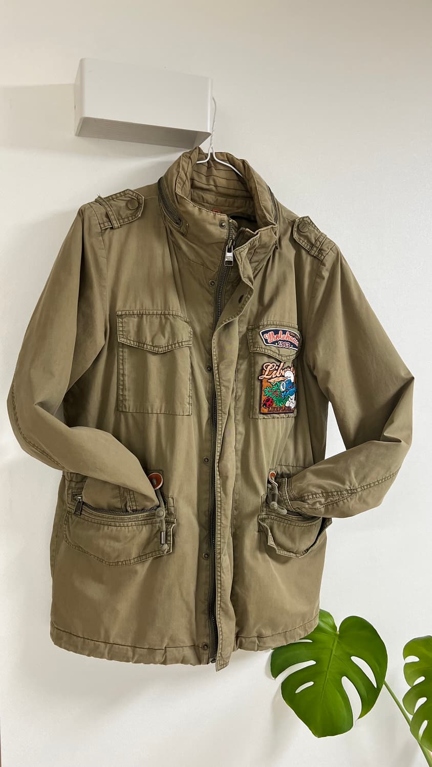 홀하우스 스머프 패치 야상(남녀공용, 내피 탈부착 가능) 상품이미지1