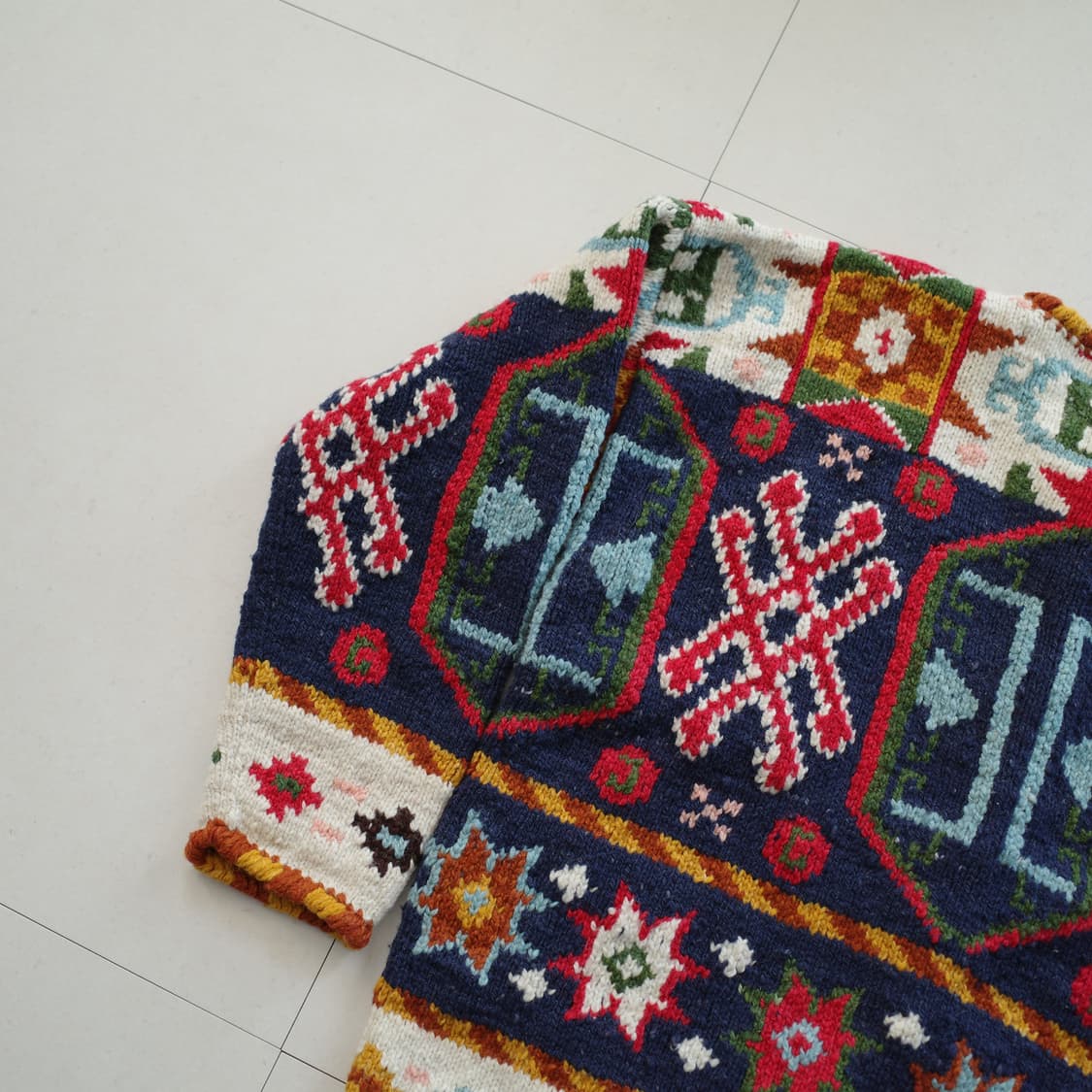 90s 빈티지 에스닉 나바호 아즈텍 핸드메이드 울 가디건 볼리비아(M) 상품이미지8