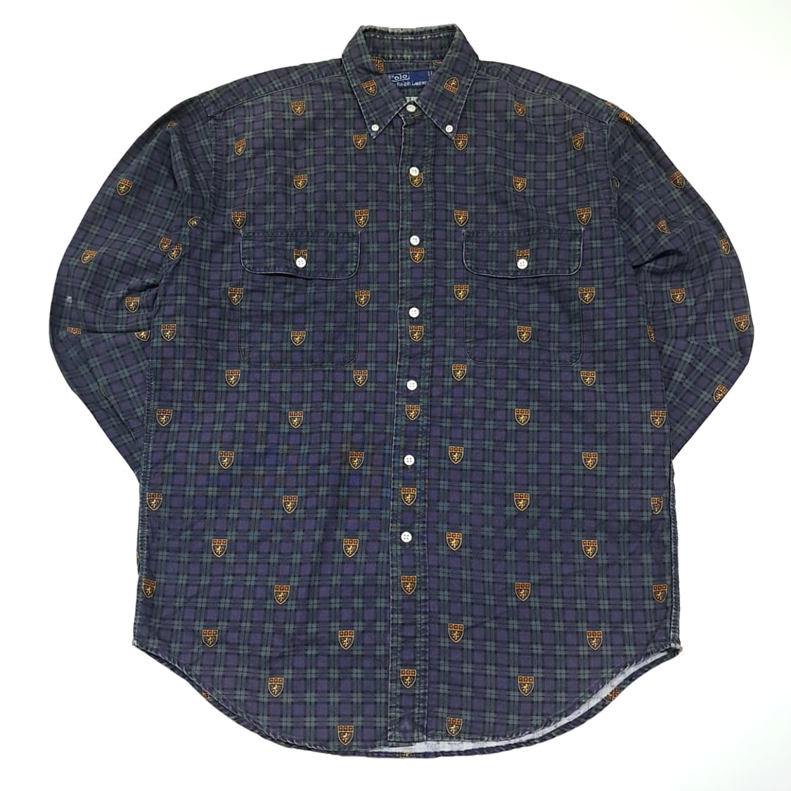 CK058 XL 폴로 90s 캐나다판 모던 블랙워치 크레스트 셔츠 남방 상품이미지1