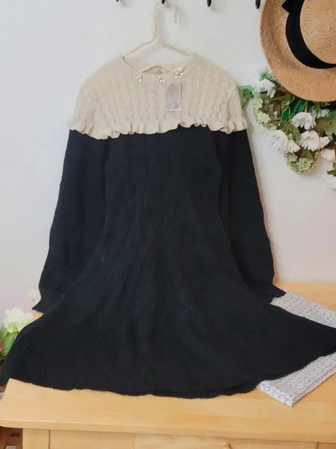 일본빈티지 새제품 axes femme 블랙 니트 원피스 상품이미지7