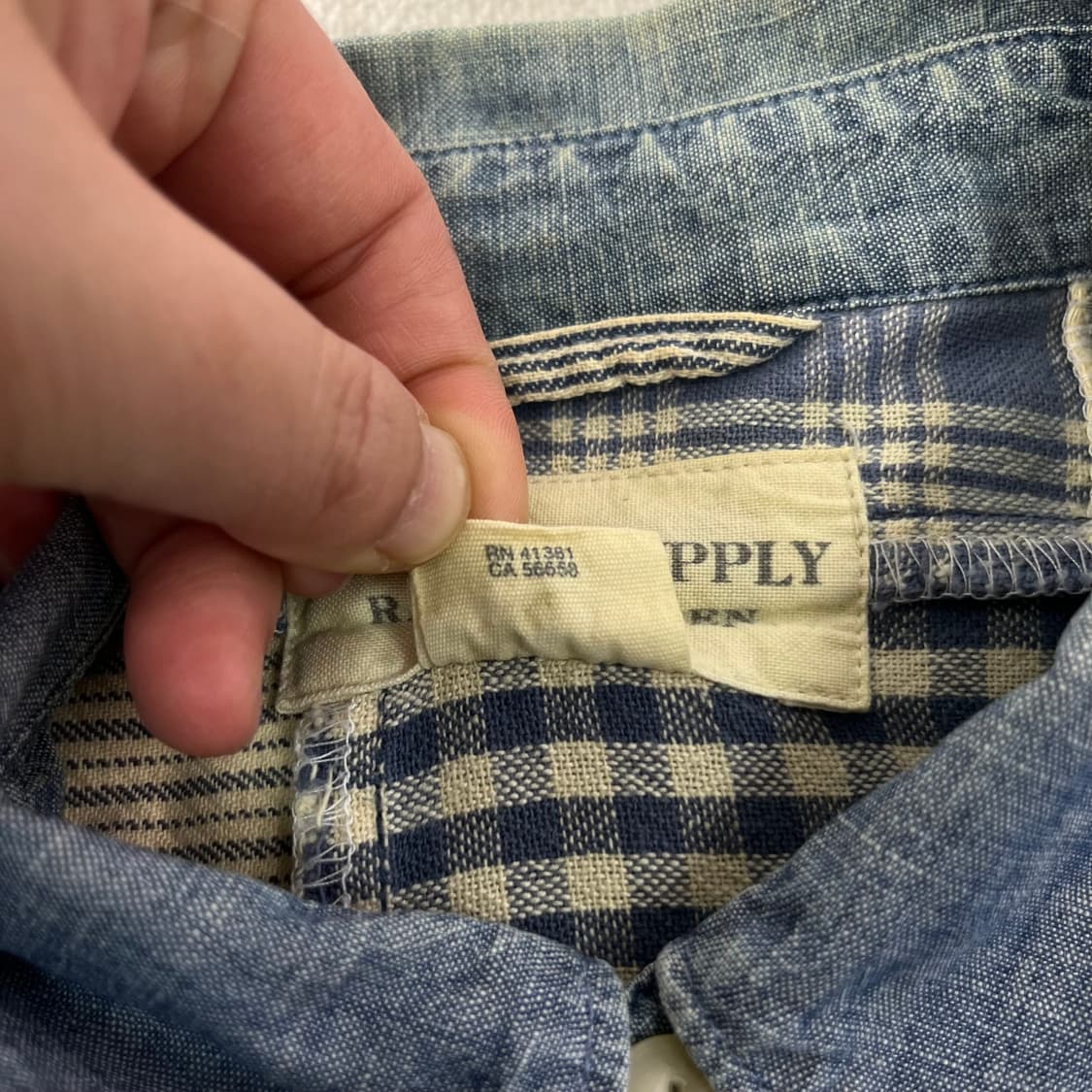 100 폴로 데님앤서플라이 패치워크 데님 셔츠 상품이미지4