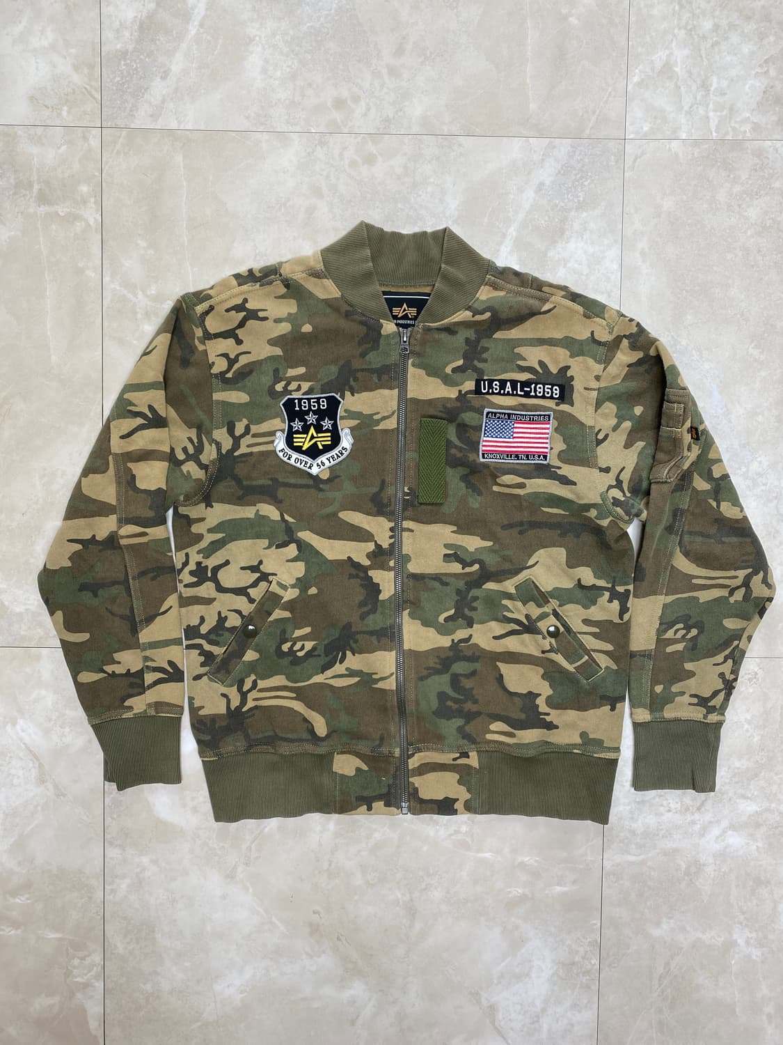 알파인더스트리 카모 코튼 스웻 MA-1 자켓 L 상품이미지1