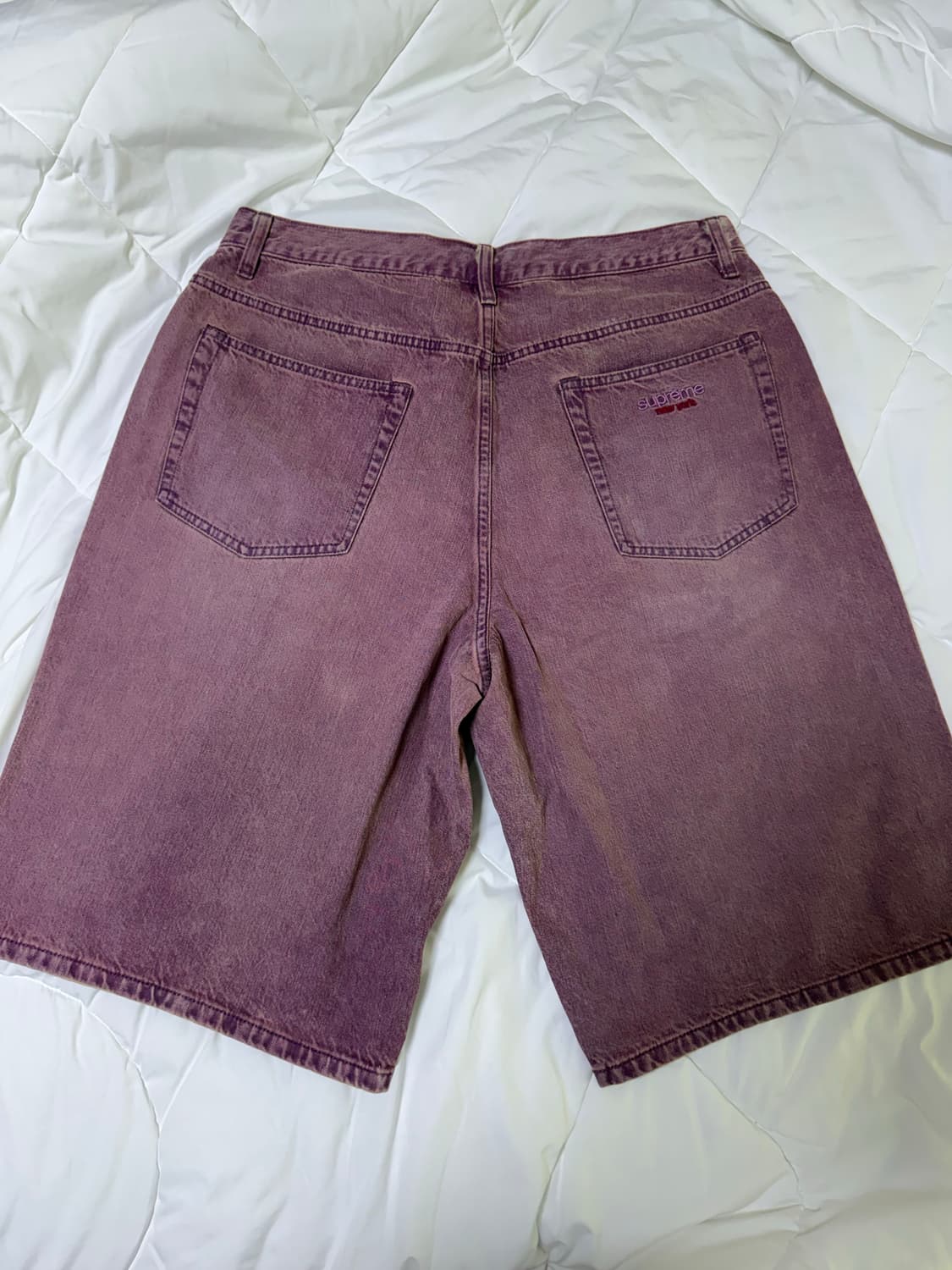 26ss 슈프림 배기 데님 쇼츠 Overdyed Purple 상품이미지4