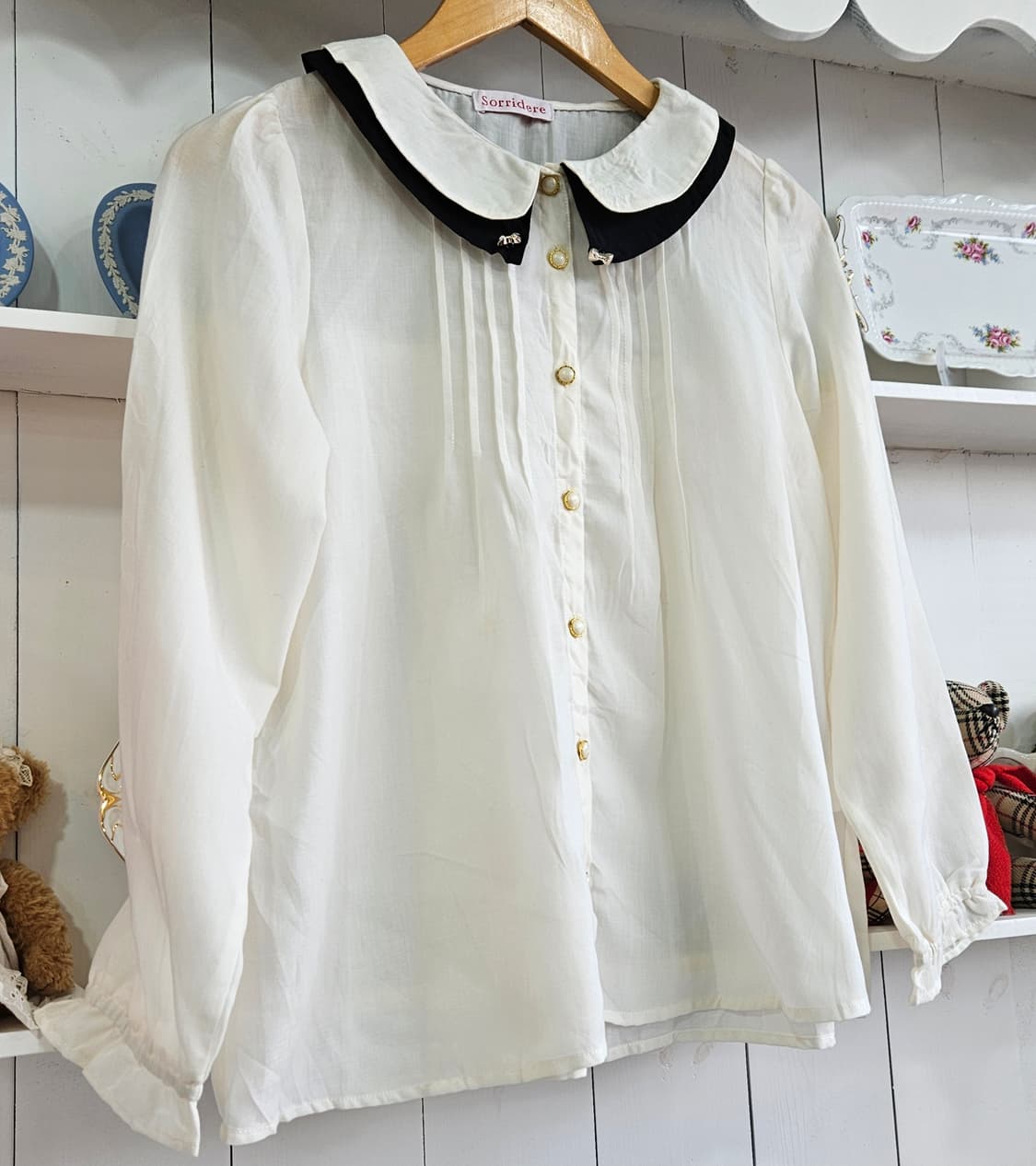 둥근카라 리본 블라우스 상품이미지2