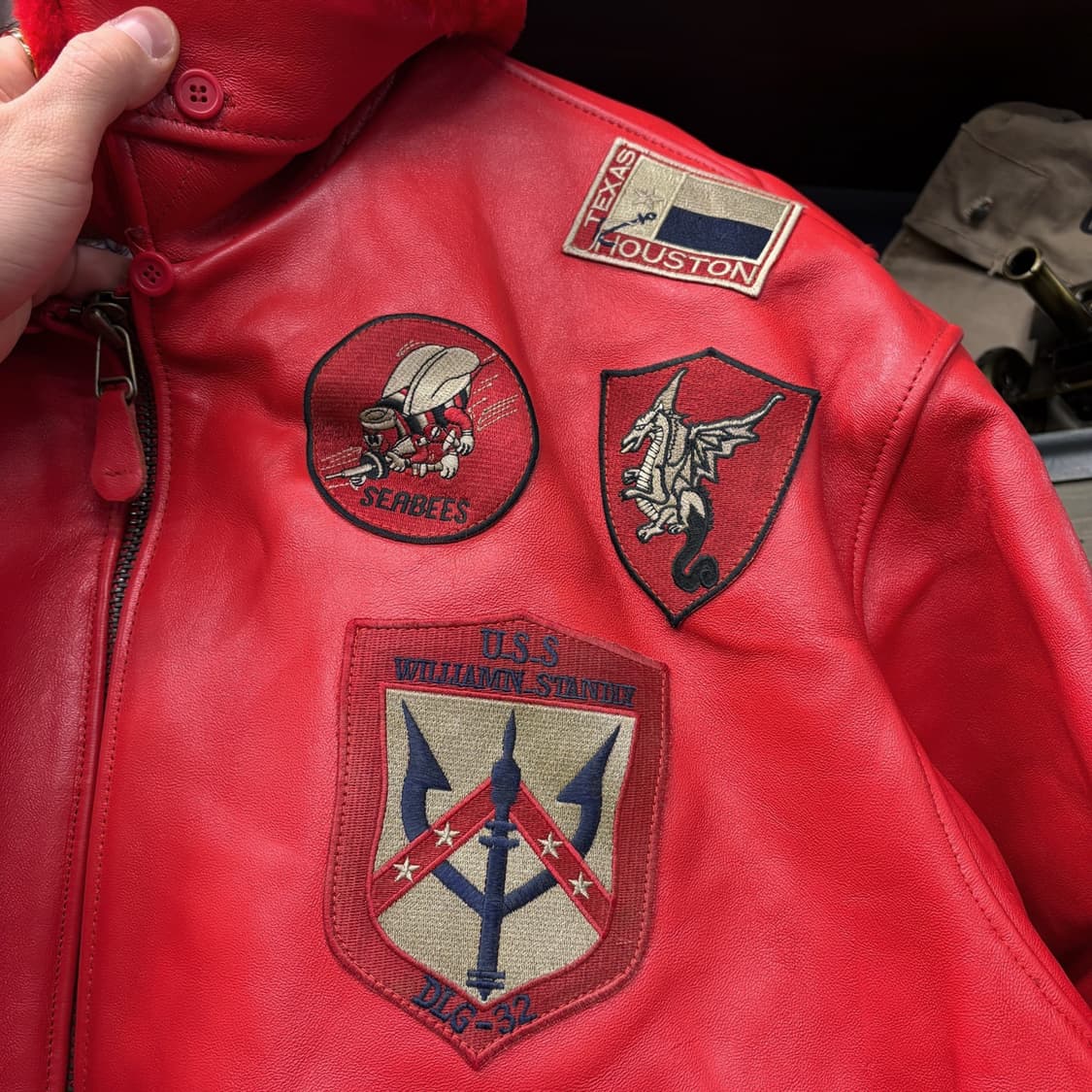 00s TOPGUN TYPE G-1 플라이트 레더 봄버자켓 레드 N527 상품이미지5