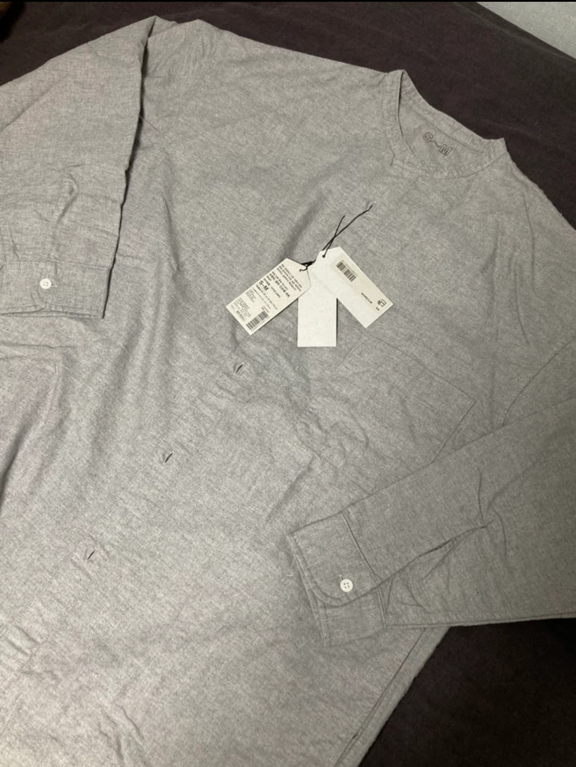 (남여) 무인양품 MUJI LABO 셔츠 스탠드 밴드 차이나 카라 그레이 상품이미지2