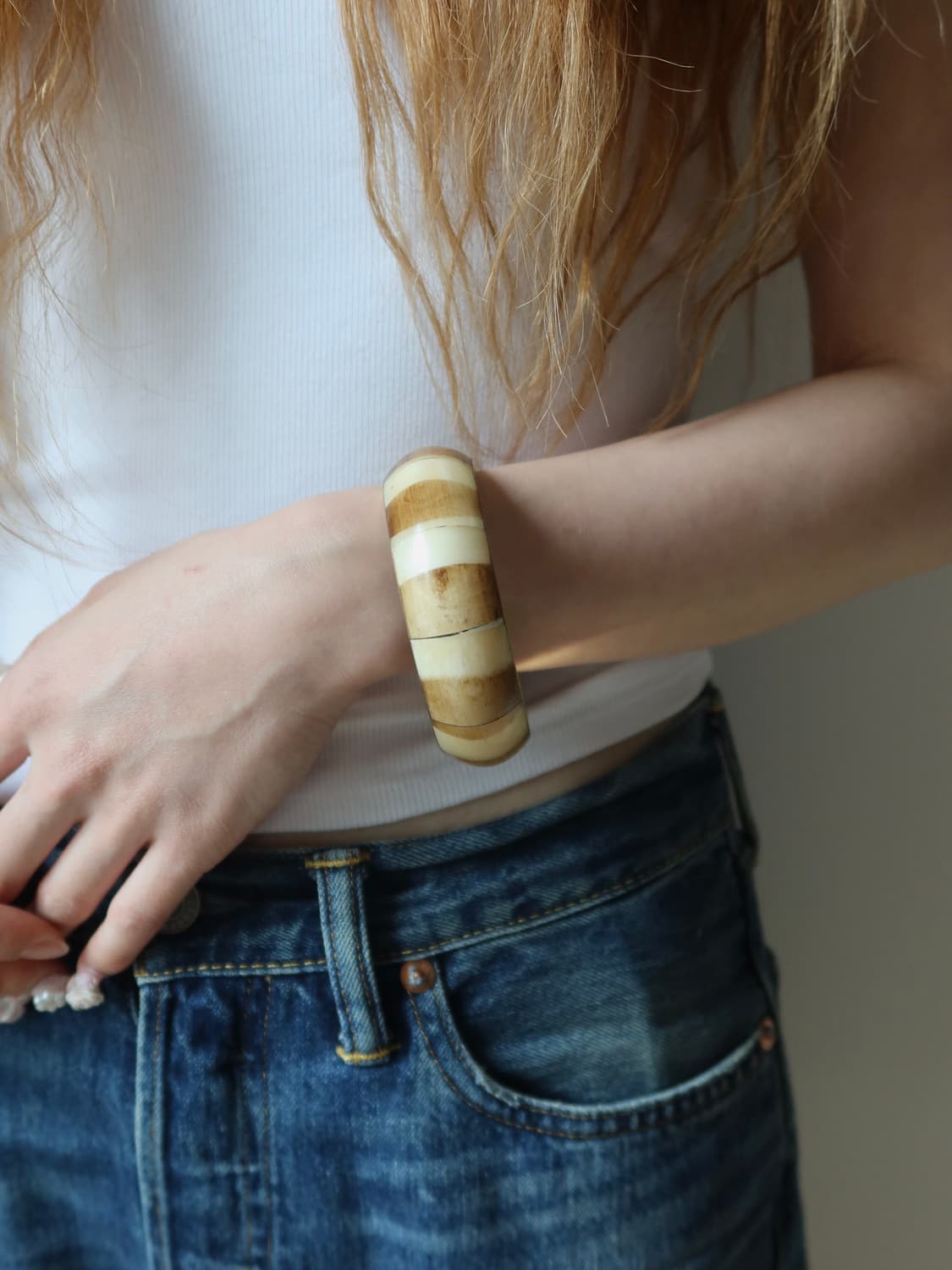 ivory brown stripe bangle 상품이미지1