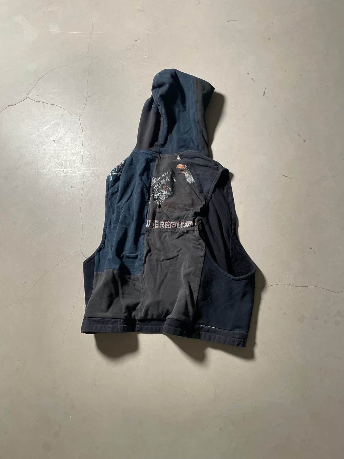 AKM Patchwork Zip-Up Hooded Vest 상품이미지5