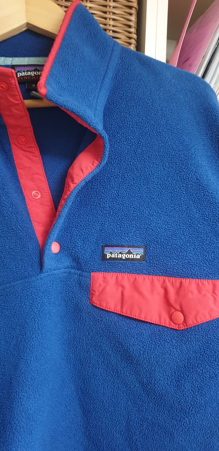 파타고니아 신칠라 스냅티 풀오버 블루 레드트림 M사이즈 상품이미지4