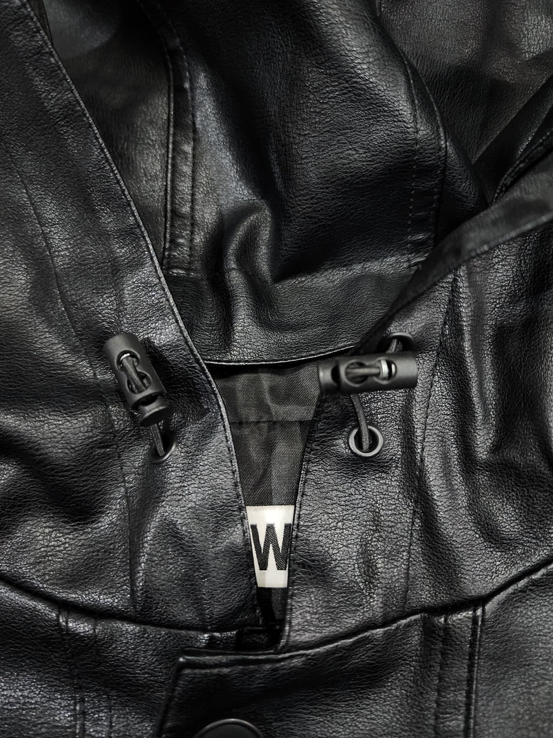 로웰 빈티지 비건 레더 오버핏 후드자켓 F 상품이미지4