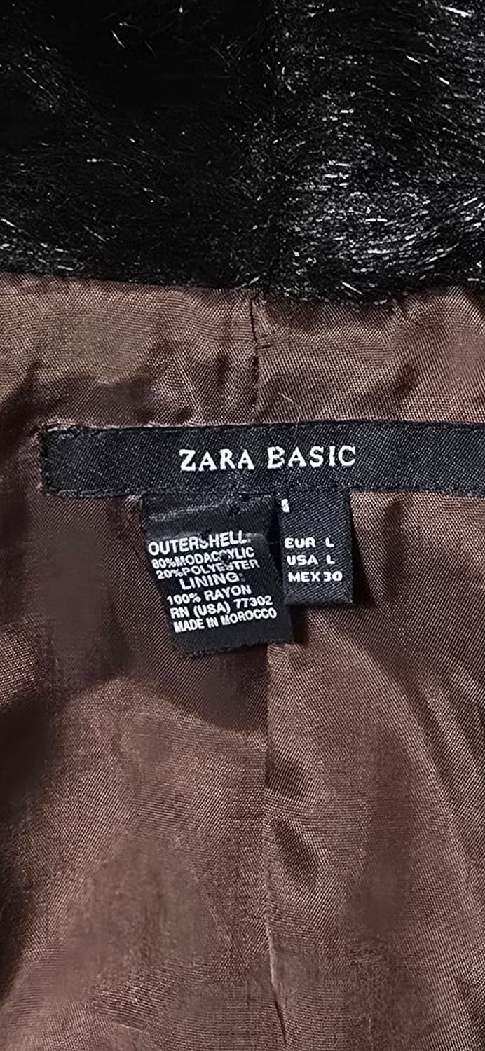 자라 BASIC 블랙 인조 밍크 자켓 L 상품이미지3