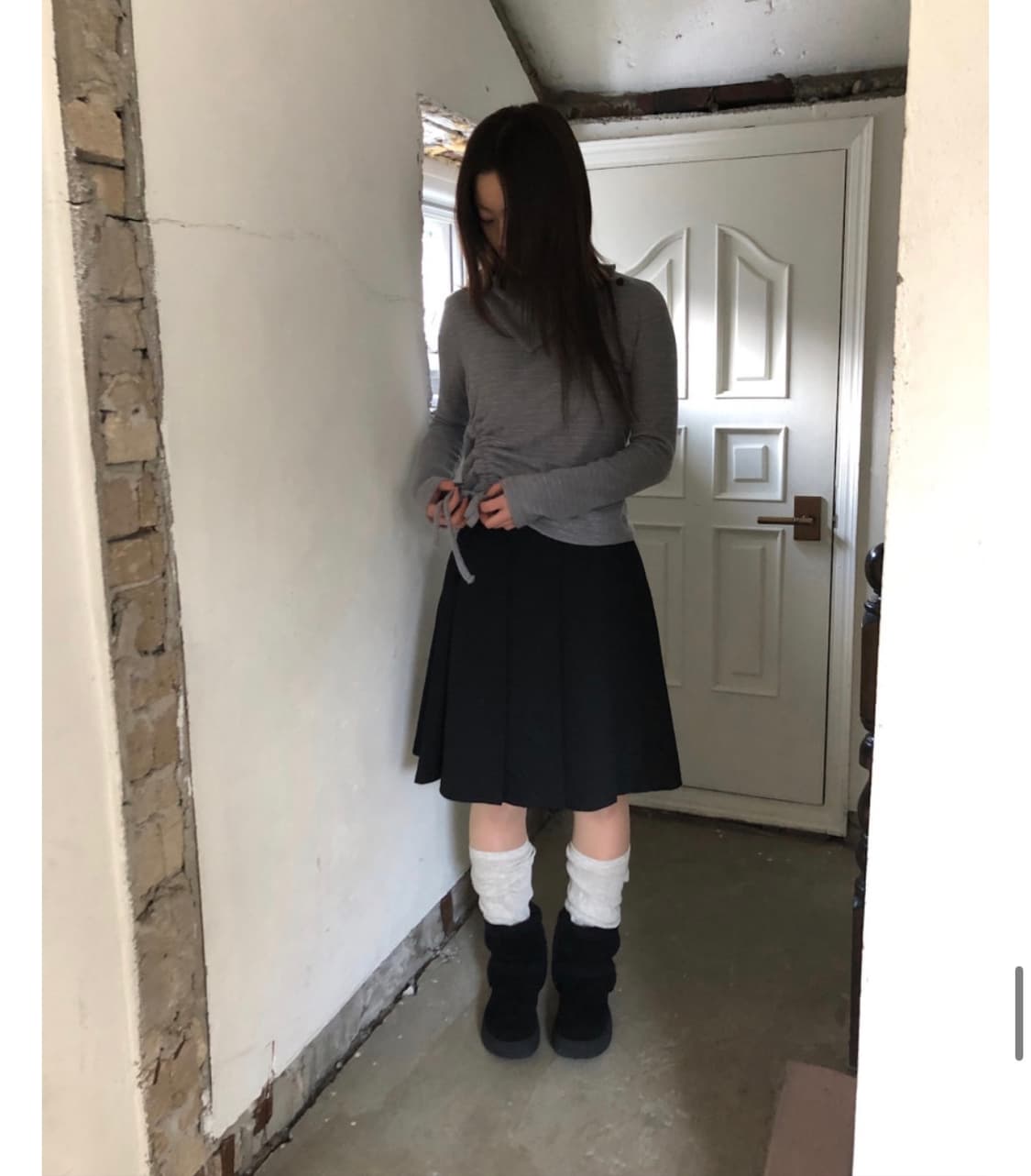 아워프 와이드 플리츠 미디 스커트 상품이미지1