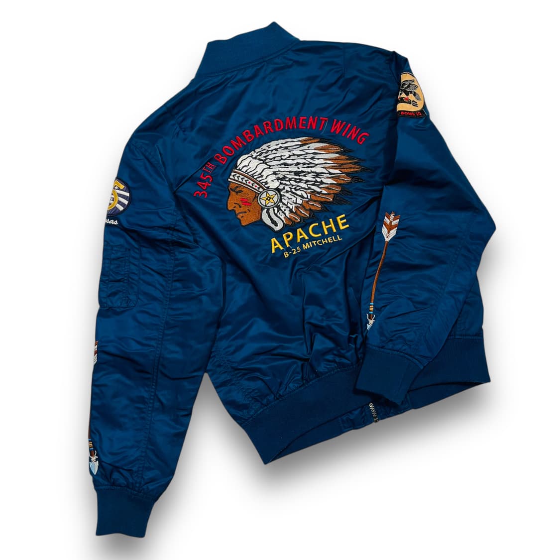 쇼트 인디안 자수 아처 아피치 Ma-1 네이비 자켓 상품이미지4