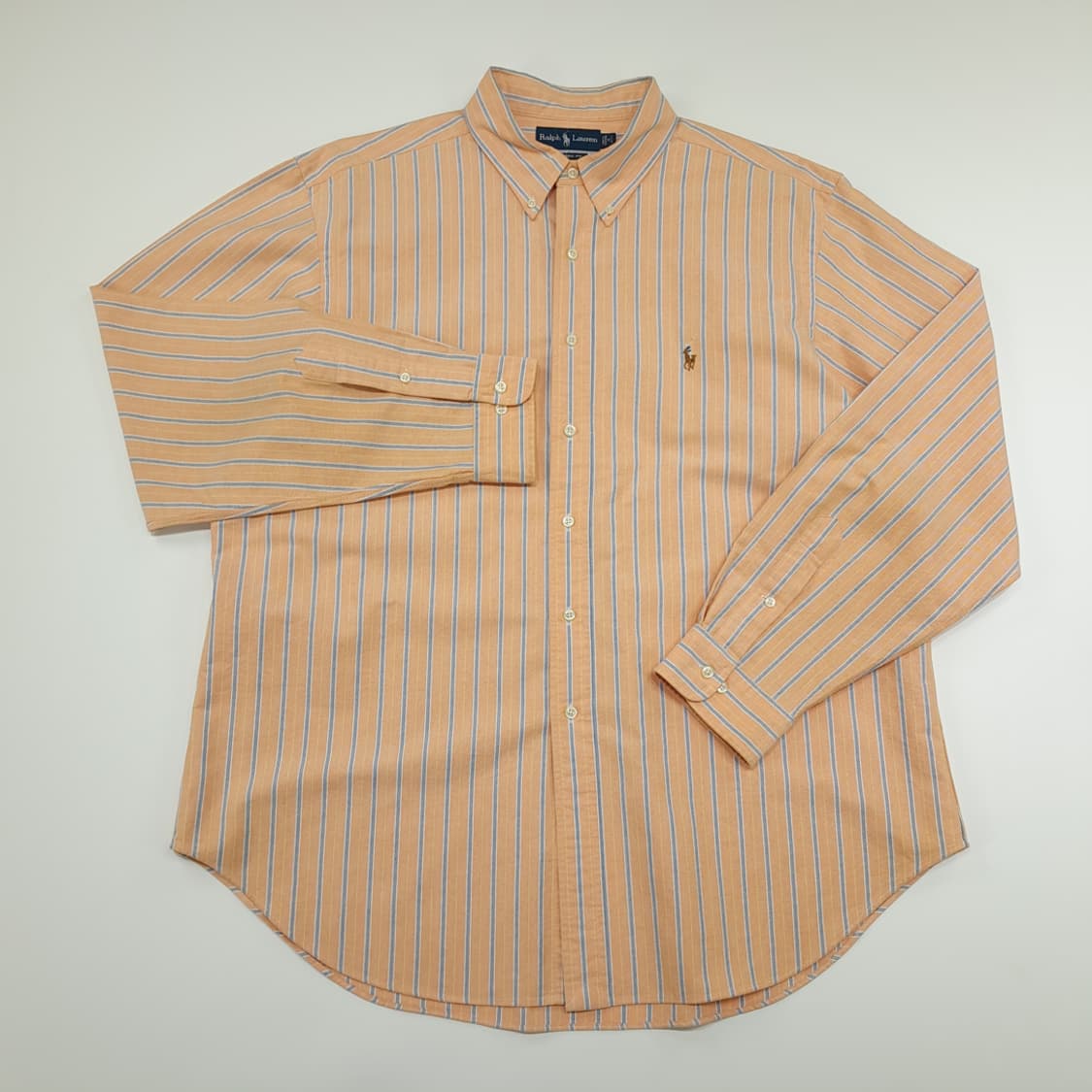 CN863 2XL 폴로 랄프로렌 오렌지 스트라이프 긴팔 셔츠 남방 상품이미지2