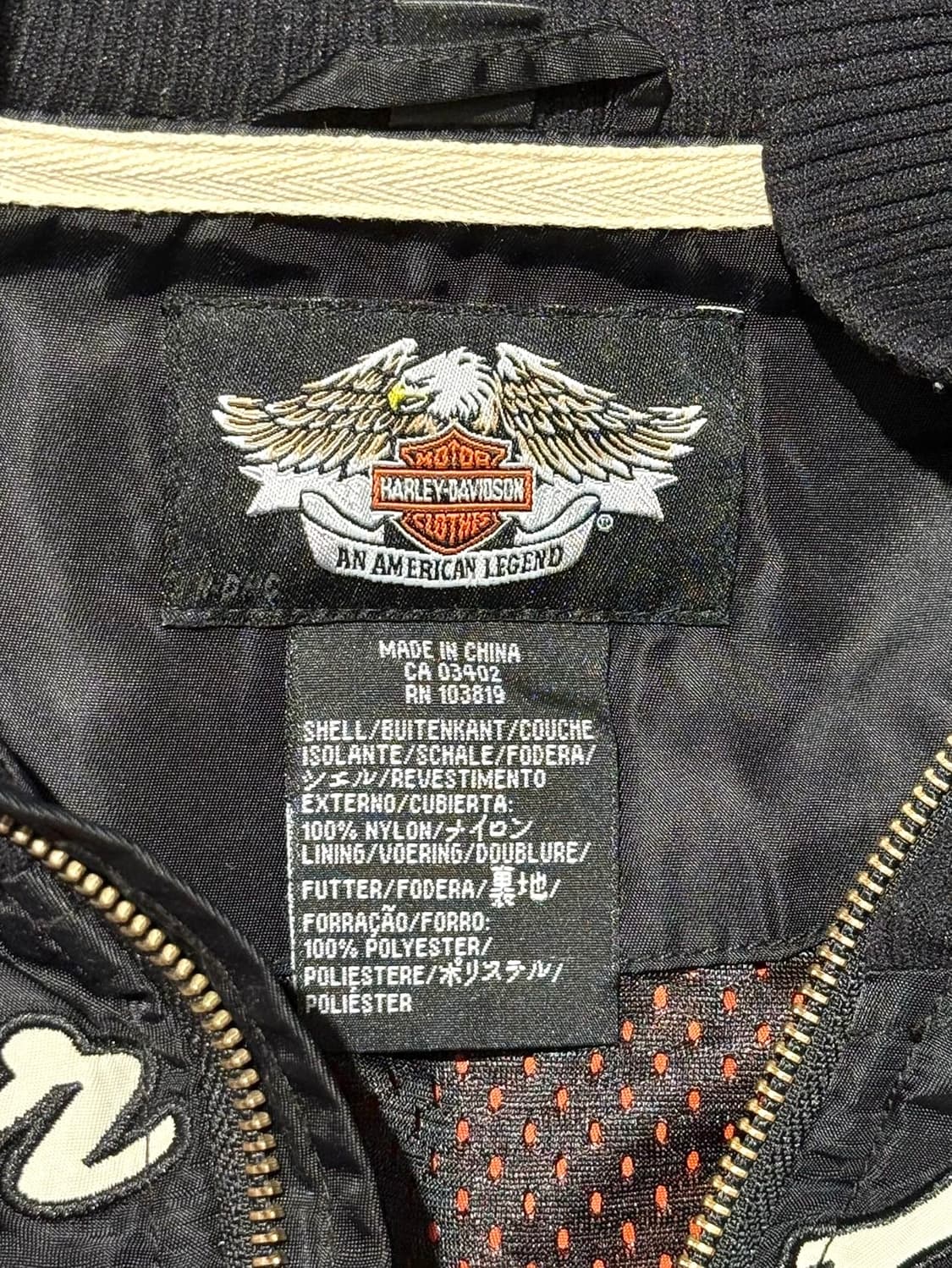 할리 데이비슨 블랙 오렌지 나일론 바이커 자켓 상품이미지7