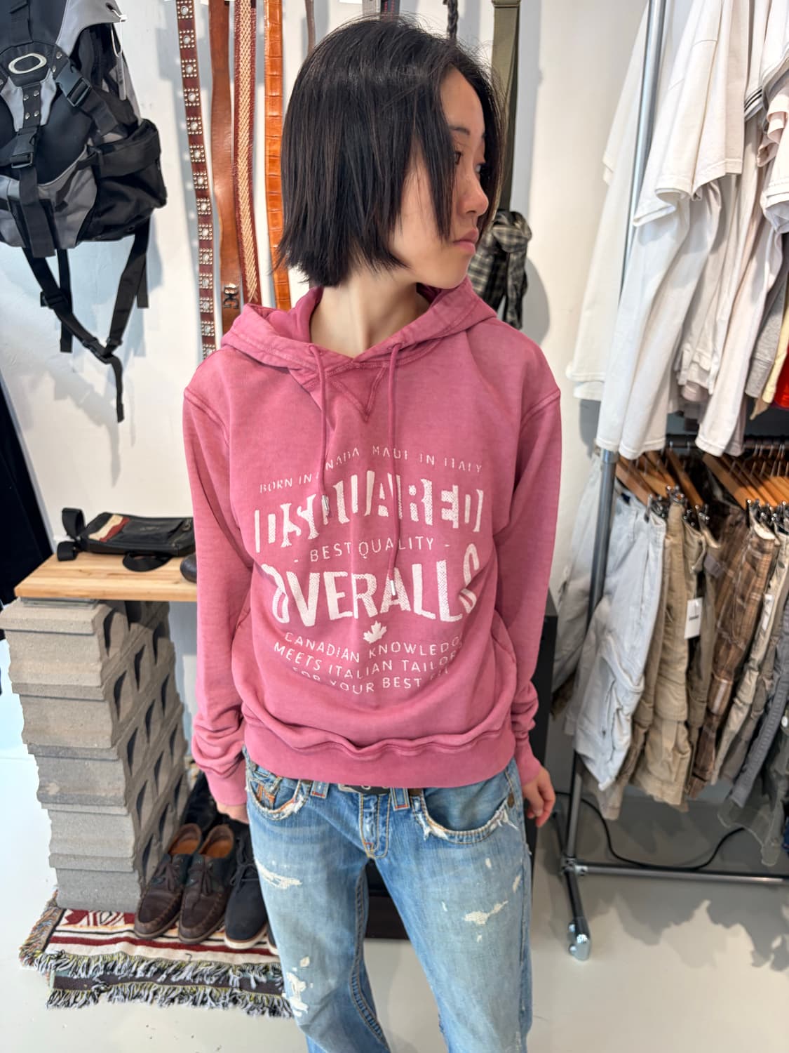 DSQUARED2 오버롤즈 핑크 후드 티셔츠 S 상품이미지2