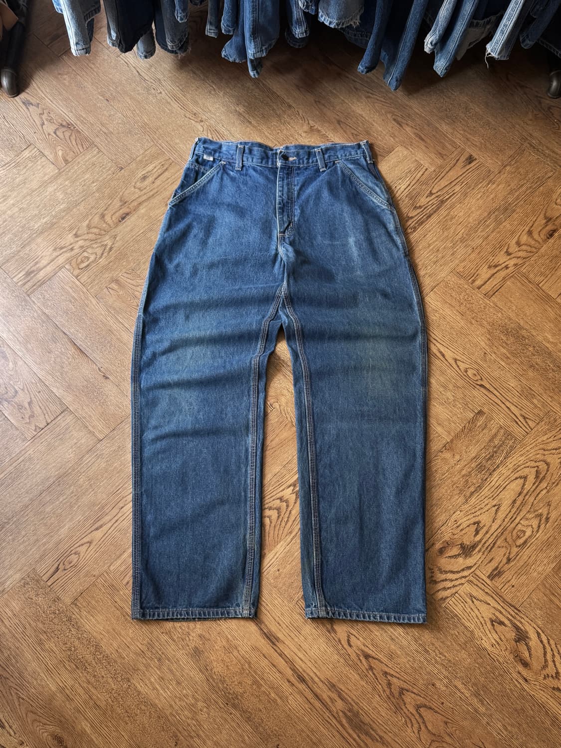 [34]칼하트FR USA 미디엄블루 싱글니 카펜터 워크 데님 팬츠 상품이미지2