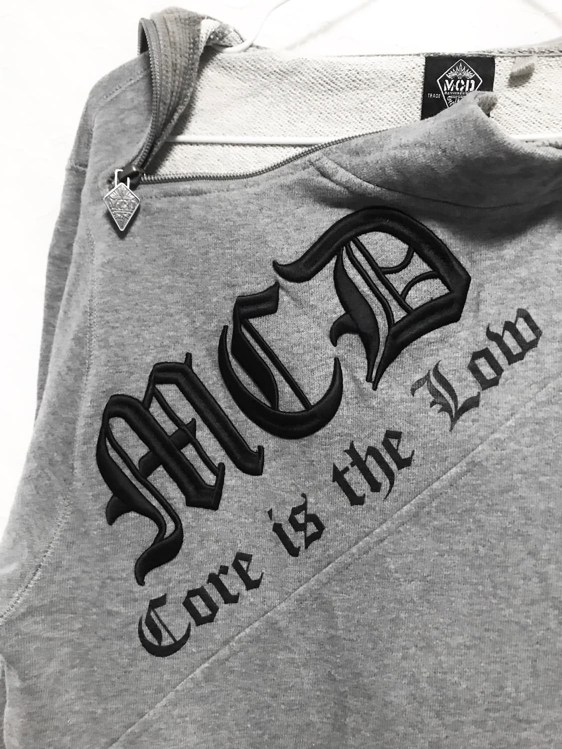 빈티지 펑크 사선 지퍼 레터링 후드 맨투맨 탑 상품이미지4