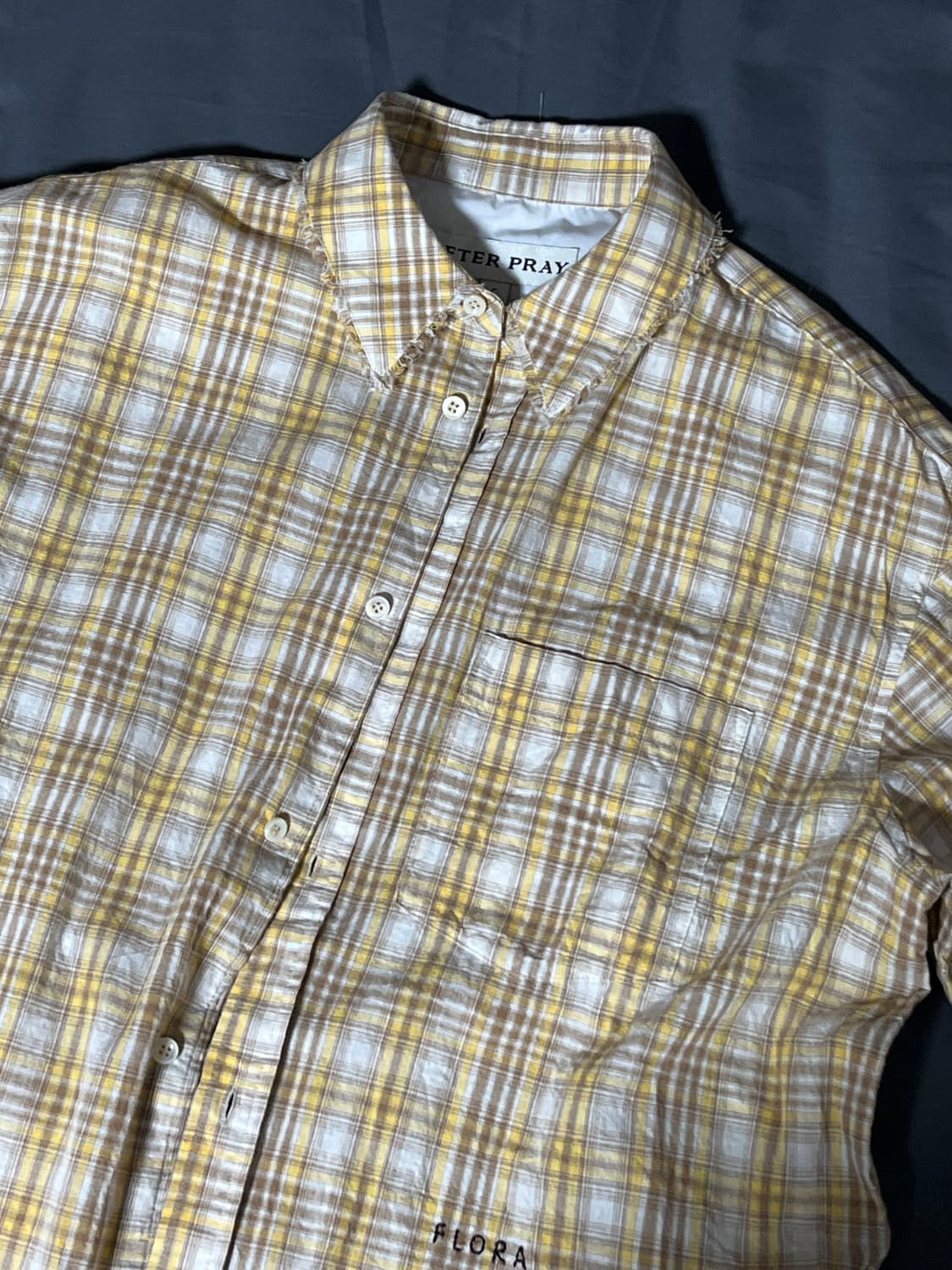 애프터프레이 체크 하프 셔츠 옐로우 L 상품이미지3