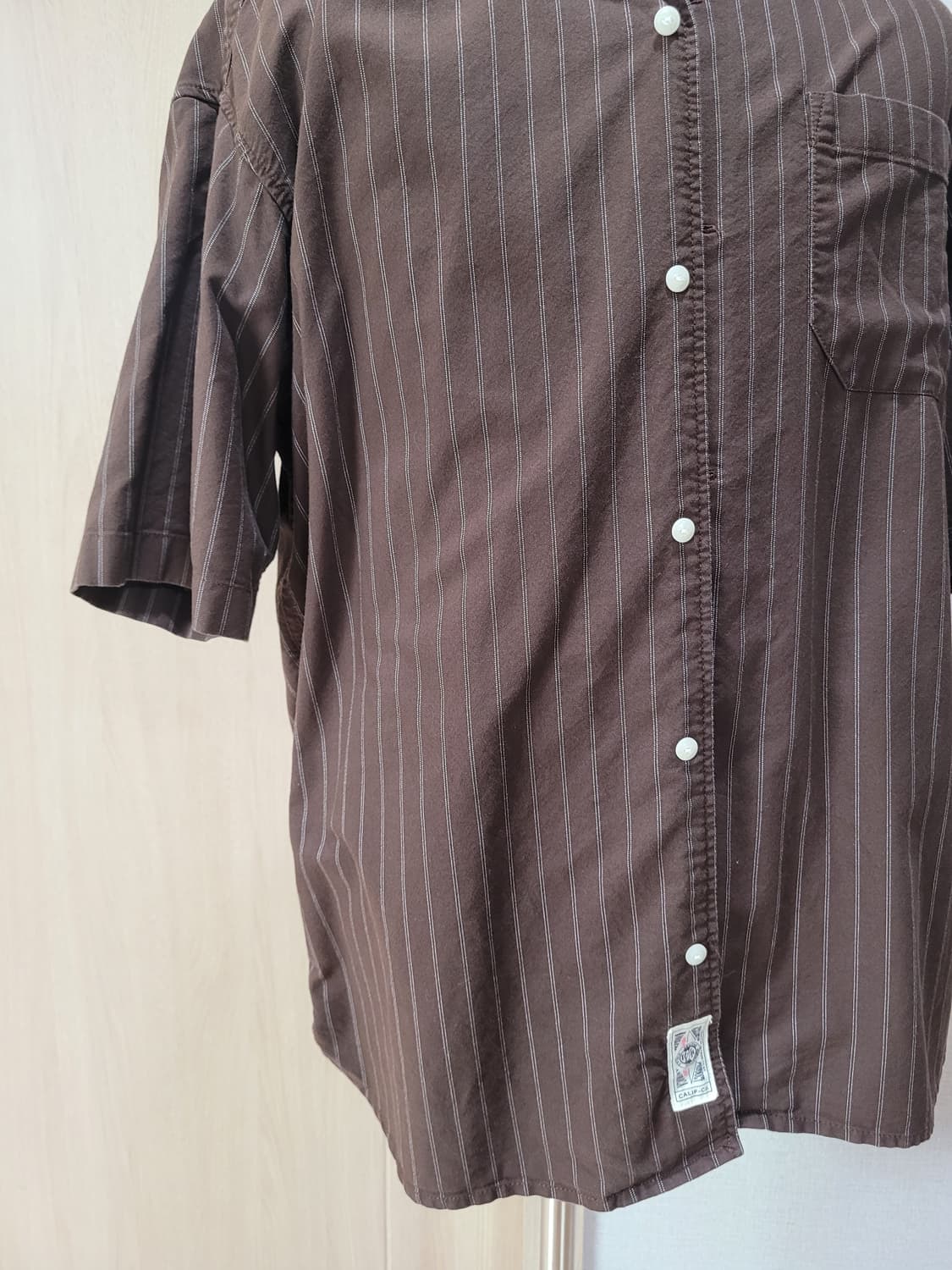 후아유 WHO.A.U 남자 오픈카라 반팔셔츠 XL 브라운 상품이미지3