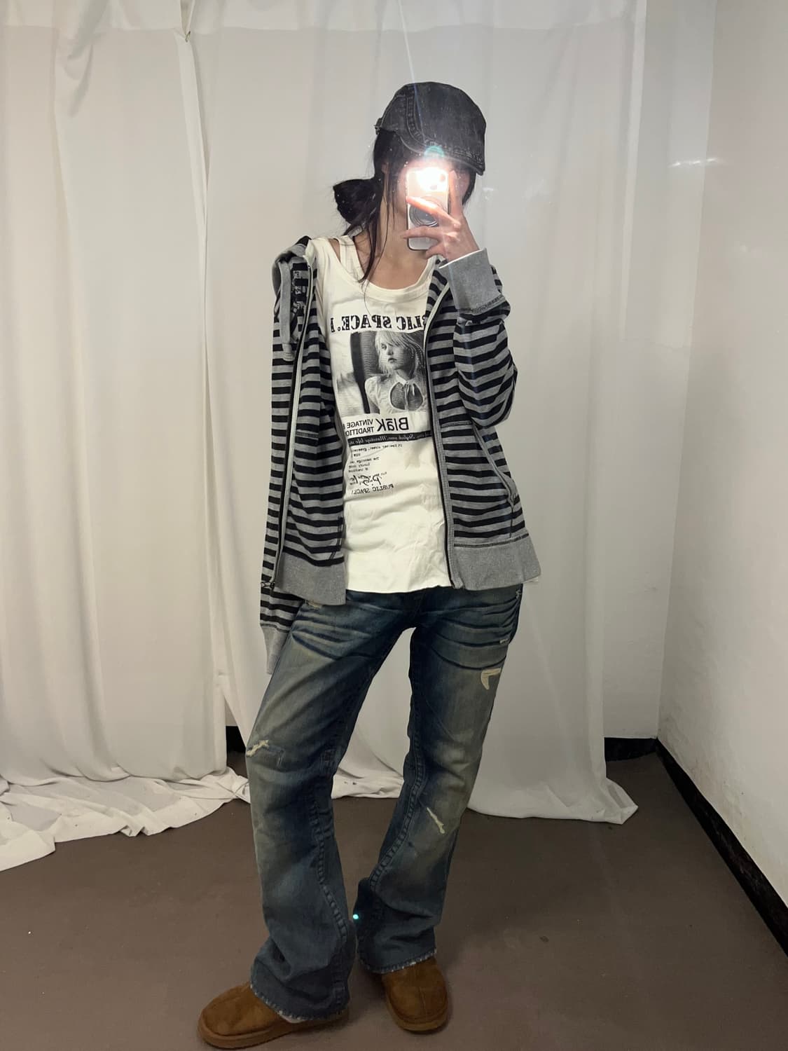 00‘s 프린팅 오프숄더 레이어링 반팔 상품이미지6