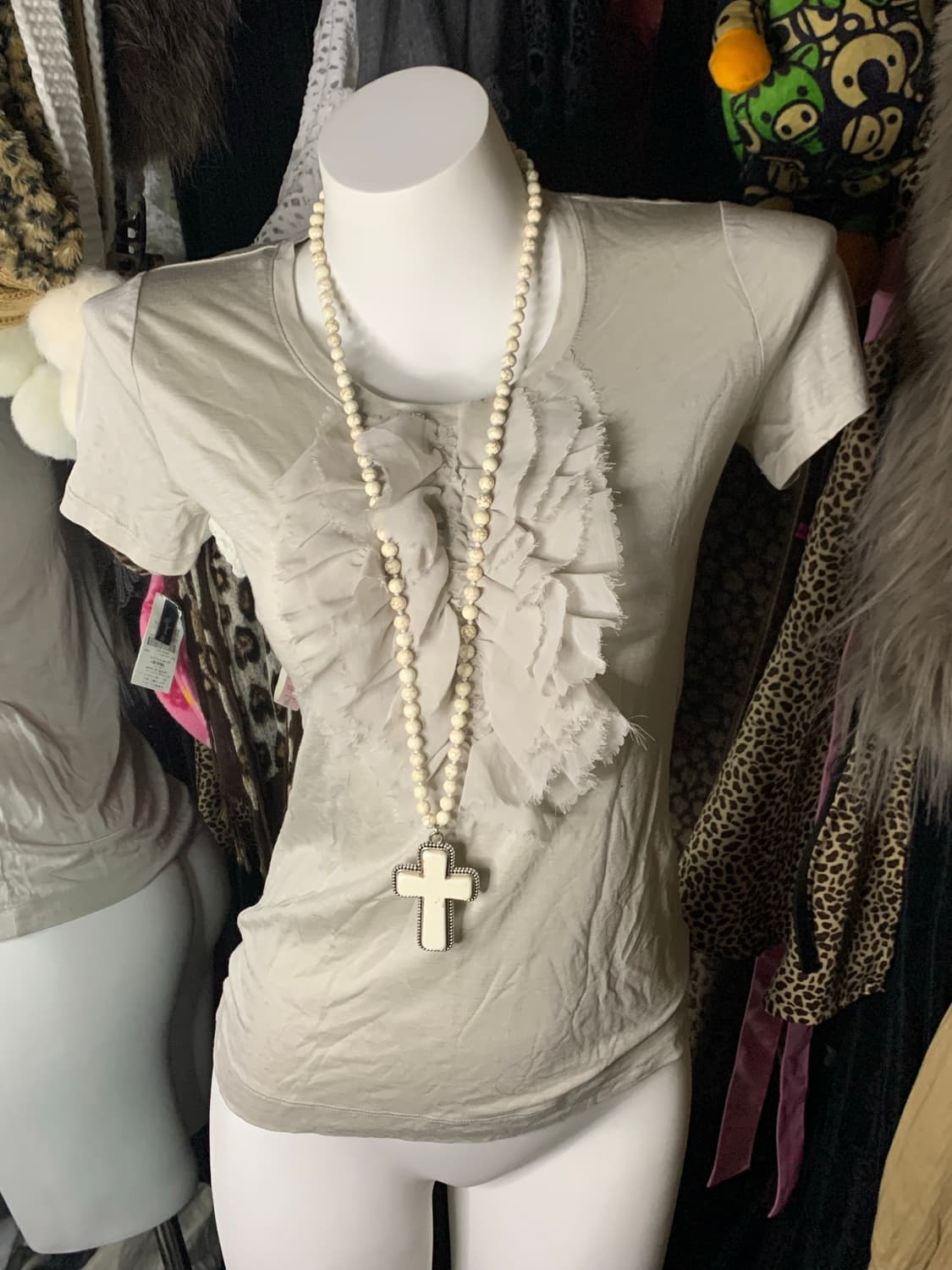 y2k 앤틱 뮤트 프릴 슬림반팔 상품이미지2