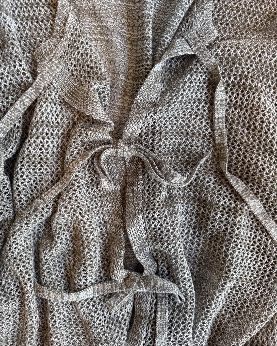 Olive Mesh Tie-Front Cardigan  상품이미지3