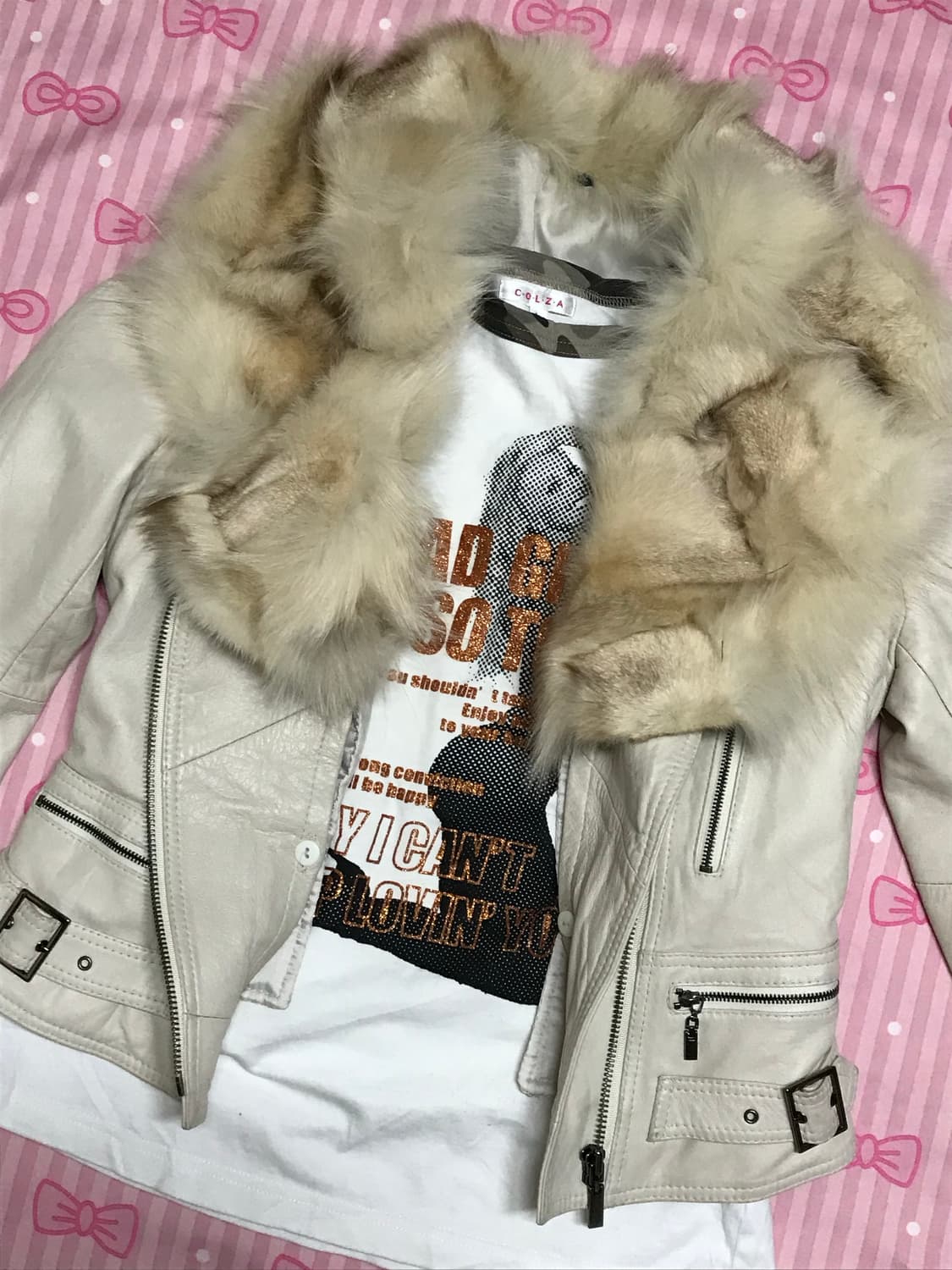 양가죽 아이보리 퍼 자켓  상품이미지7