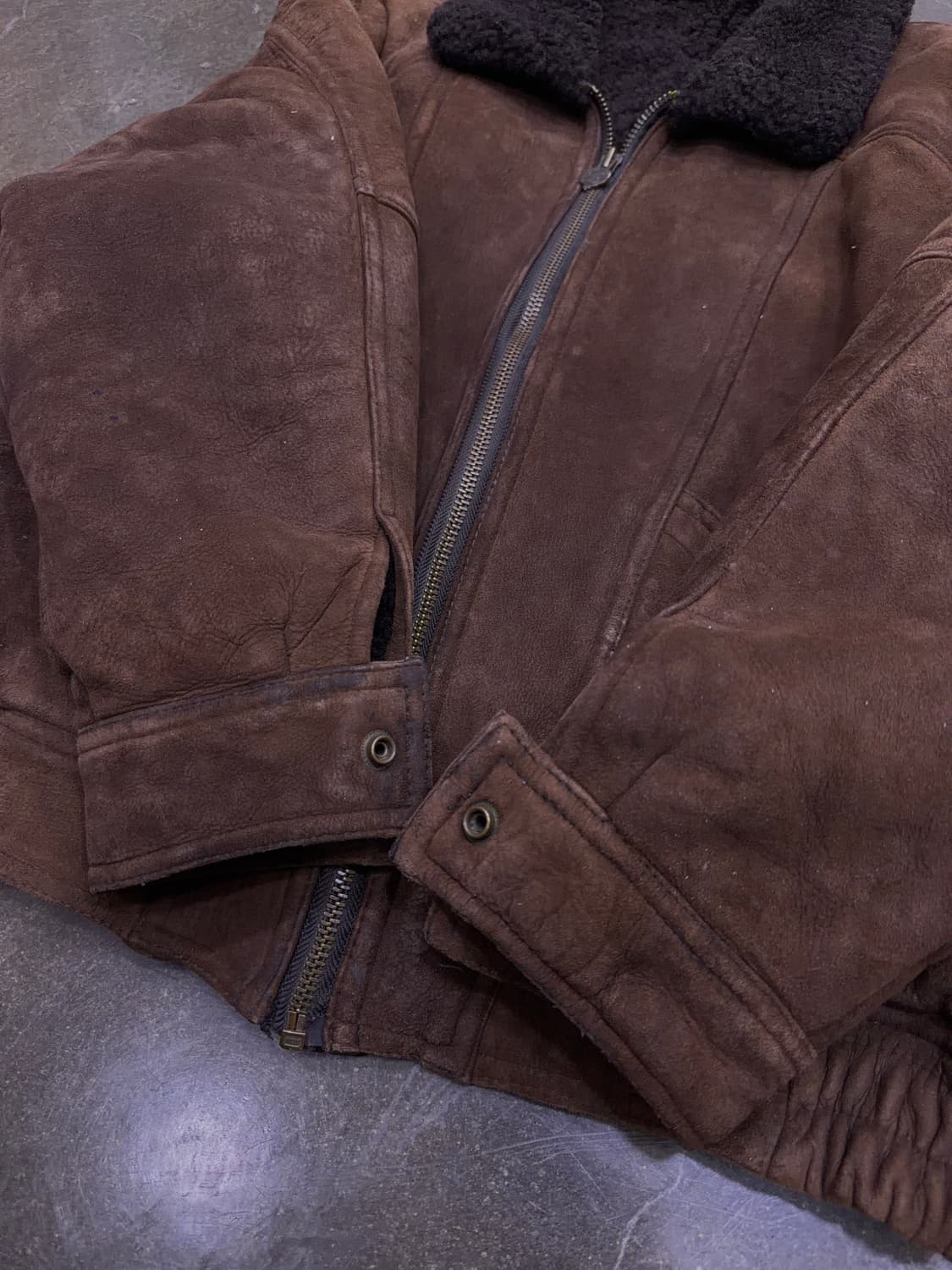 라인 어페럴 양가죽 양털 빈티지 무스탕 자켓 브라운 L 상품이미지5