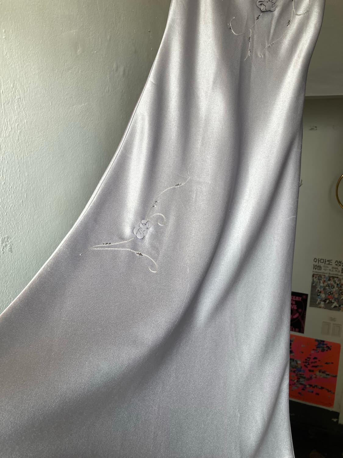 고급미💅 실버 플라워 새틴 파티 드레스 상품이미지5