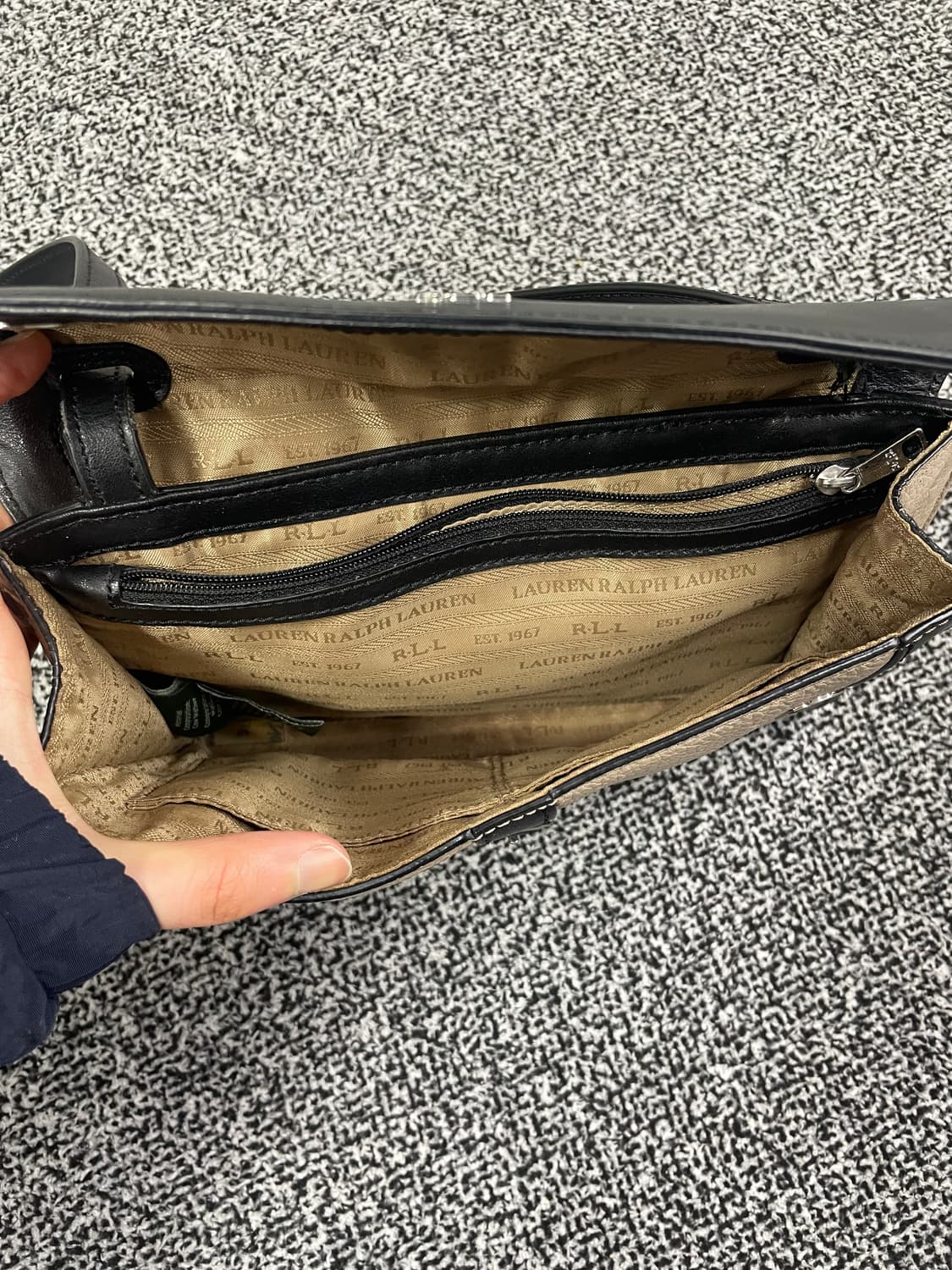 빈티지9. 로렌랄프로렌 투톤 배색 울트라 슬림 레더 가방 크로스 백 미니 상품이미지3