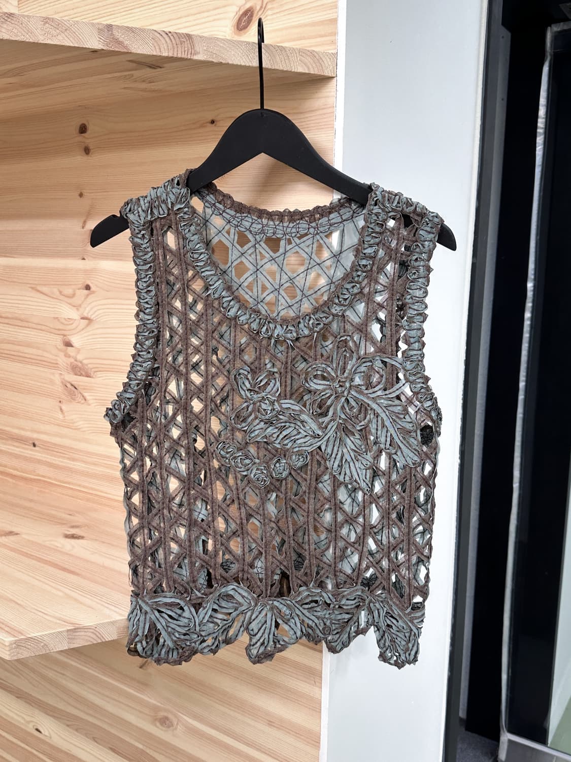 mint choco flower net top 상품이미지2