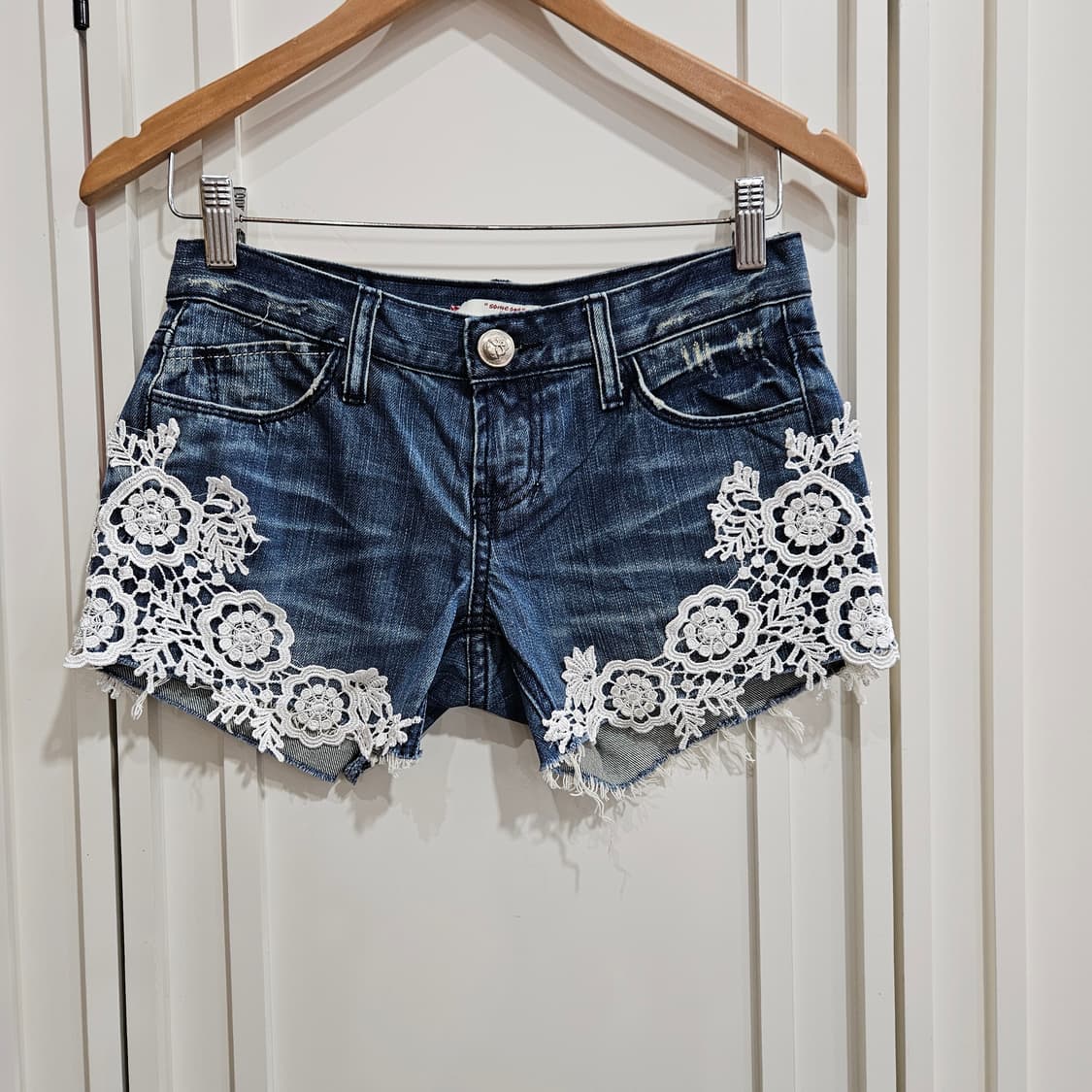 레이스 숏팬츠 데님 반바지 상품이미지1