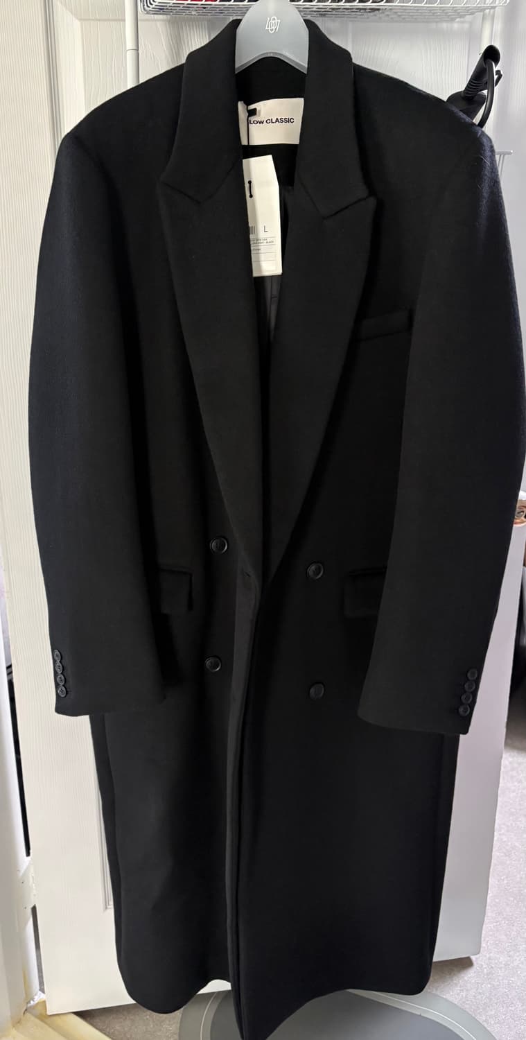 L)로우클래식 더블 롱코트 블랙 새상품 상품이미지1