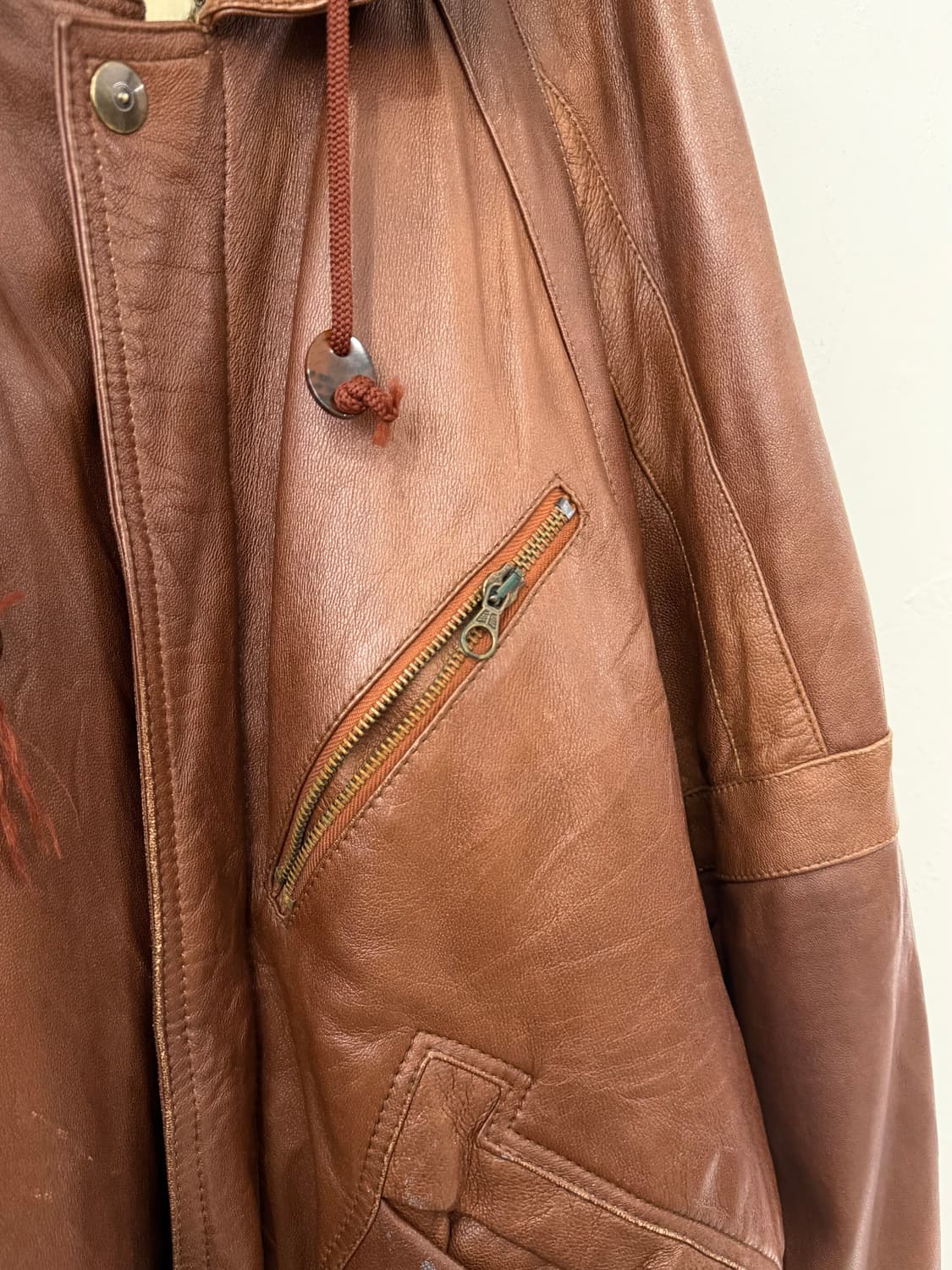 80s SalvajeAire 패널 레더 봄버 (MADE IN ITALY) 상품이미지5