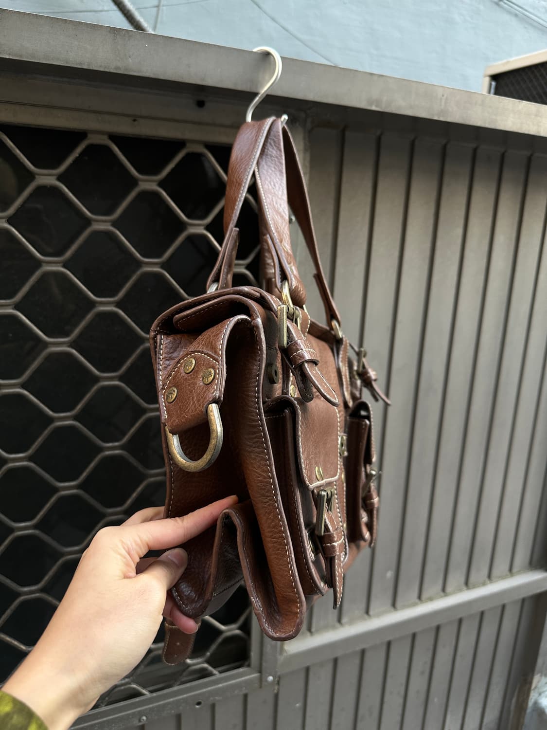 Stud brown satchel bag 상품이미지5