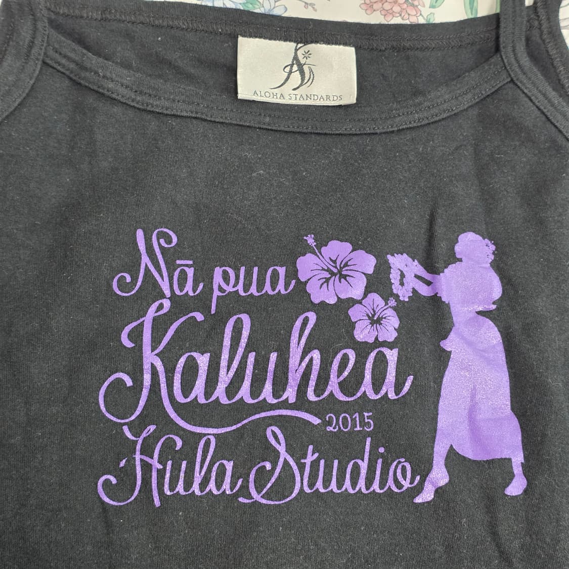 일본빈티지 알로하스탠다드)블랙x퍼플 히비스커스 모리걸 슬리브리스 민소매탑 상품이미지2